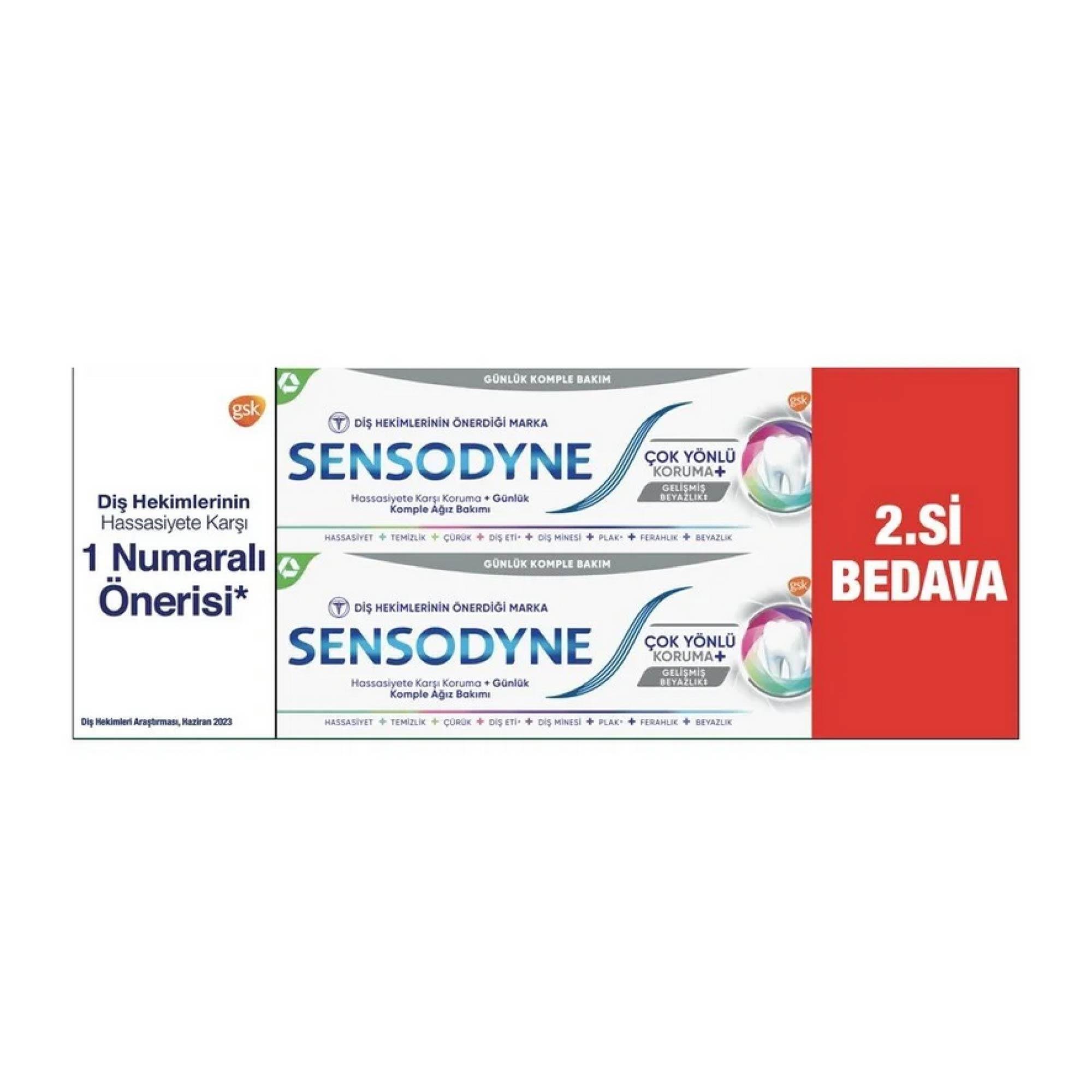 Sensodyne Çok Yönlü Koruma Diş Macunu Gelişmiş Beyazlık 50 ml +Sensodyne Çok Yönlü Koruma Diş Macunu Gelişmiş Beyazlık 50 ml 