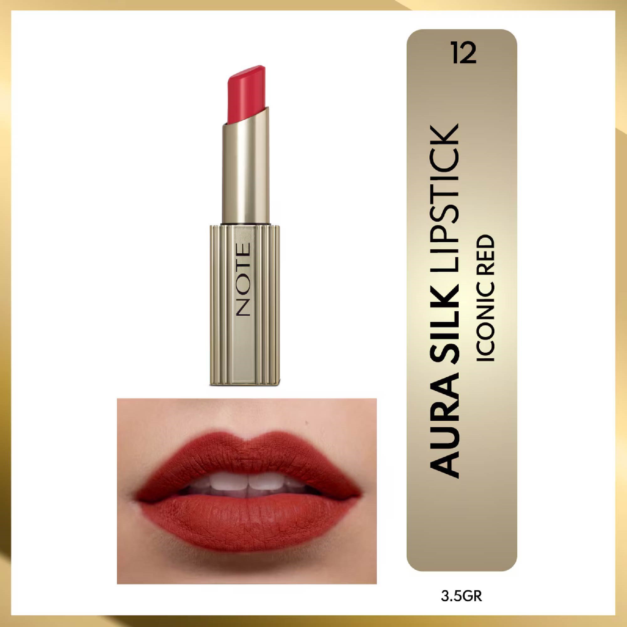 Note Aura Silk Lipstick 12 Iconic Red Kremsi Yarı Parlak Ruj