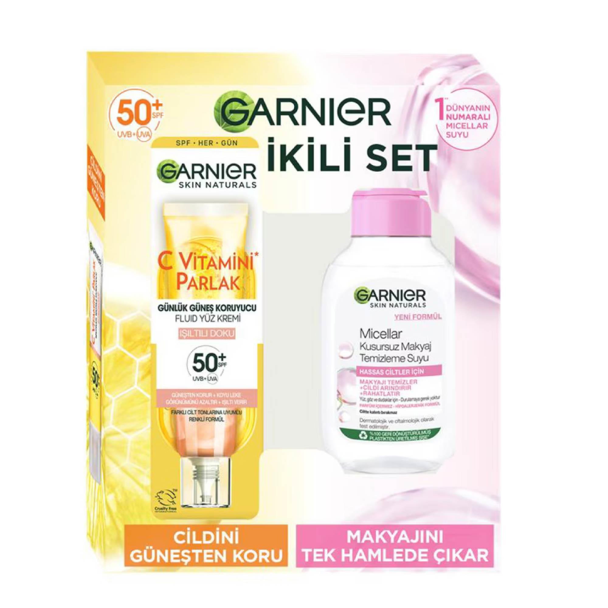 Garnier Işıltılı Doku Güneş Kremi+Micellar Makyaj Temizleme Suyu İkili Set