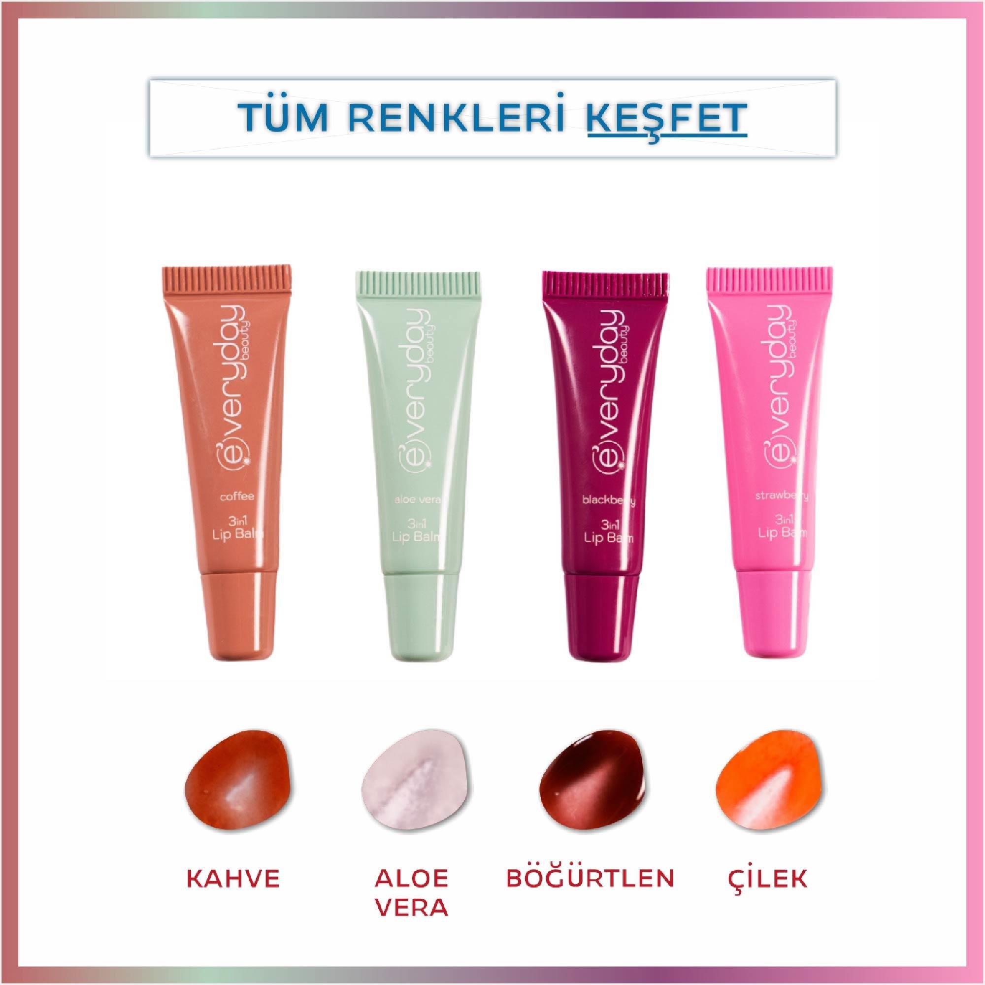 Everyday Beauty Strawberry 3 Etkili Dudak Balmı 10 ml.