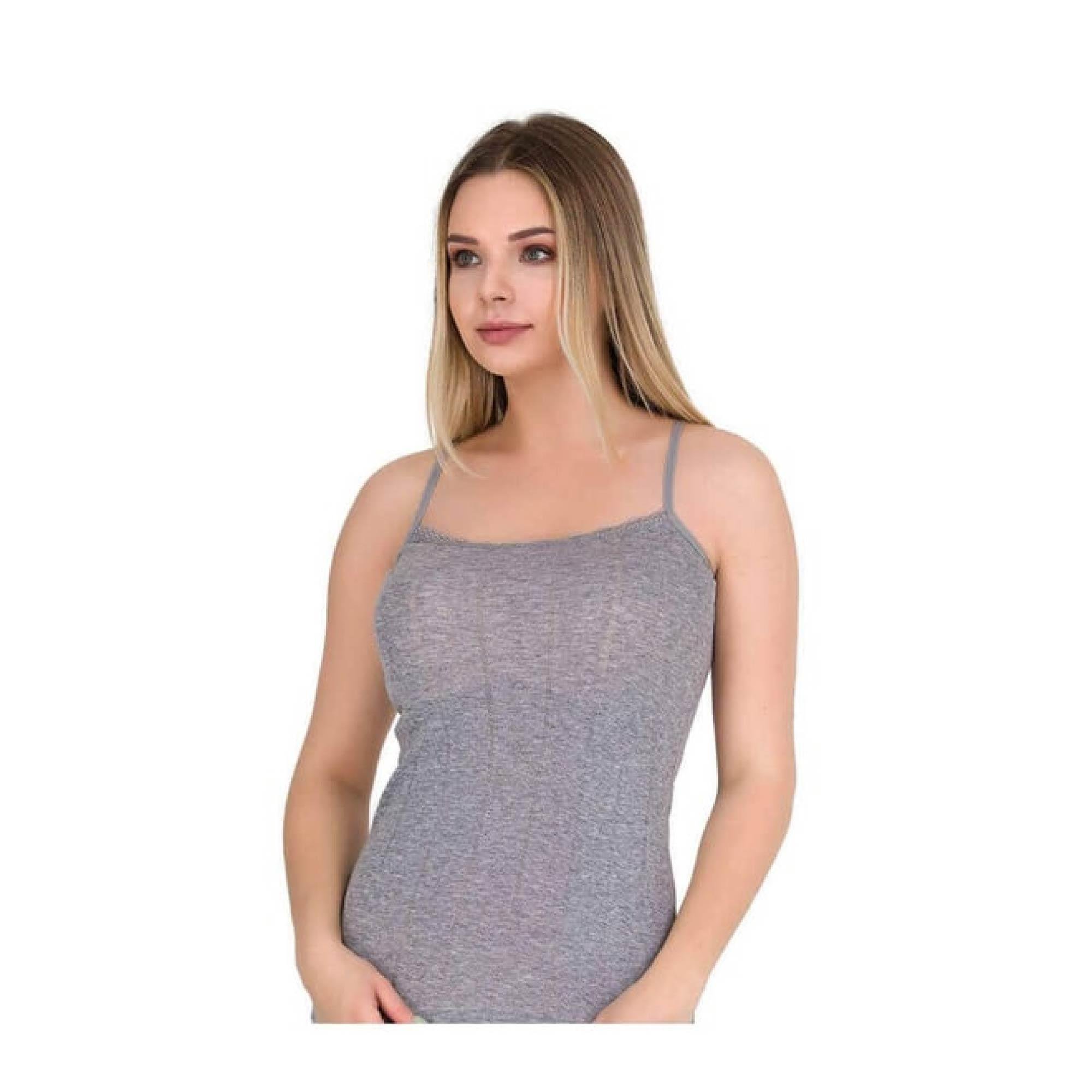 Berrak Kadın Ribana Atlet Gri/Melanj XXLarge İnce Askı 8050