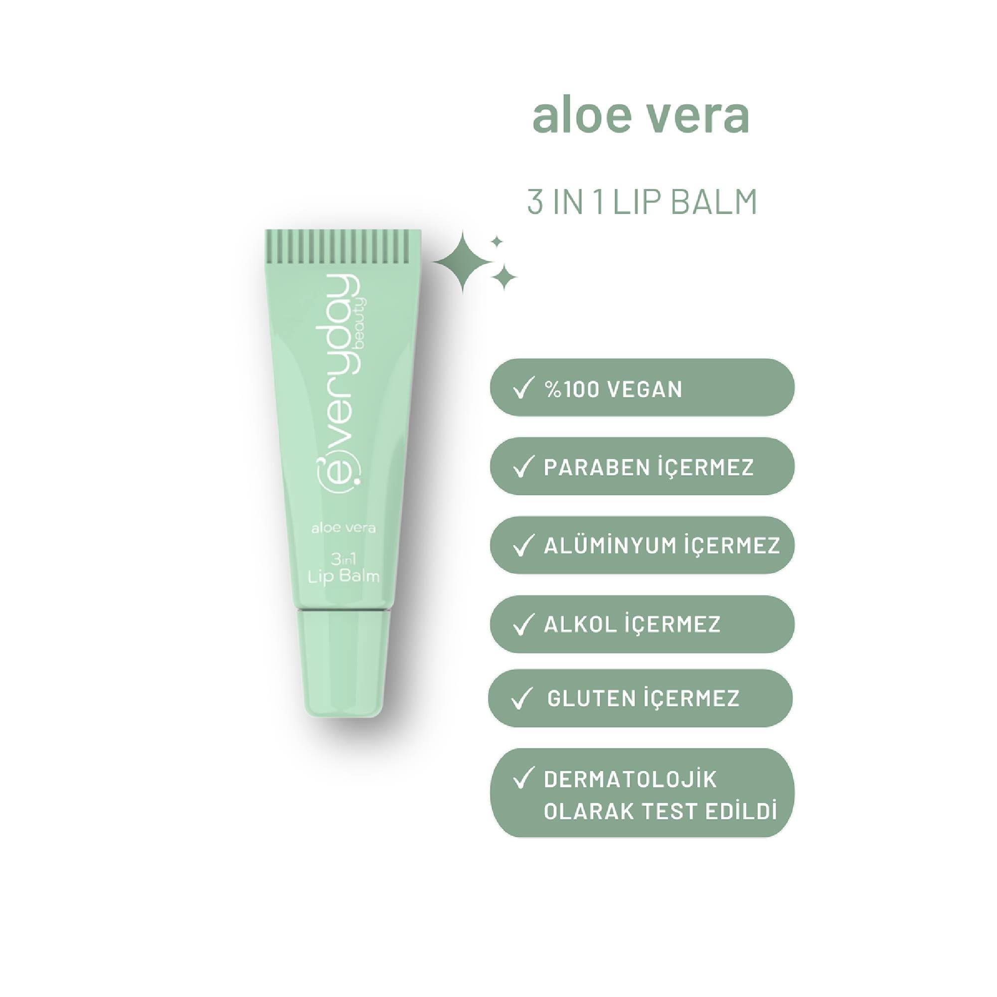 Everyday Beauty Aloe Vera 3 Etkili Dudak Balmı 10 ml.