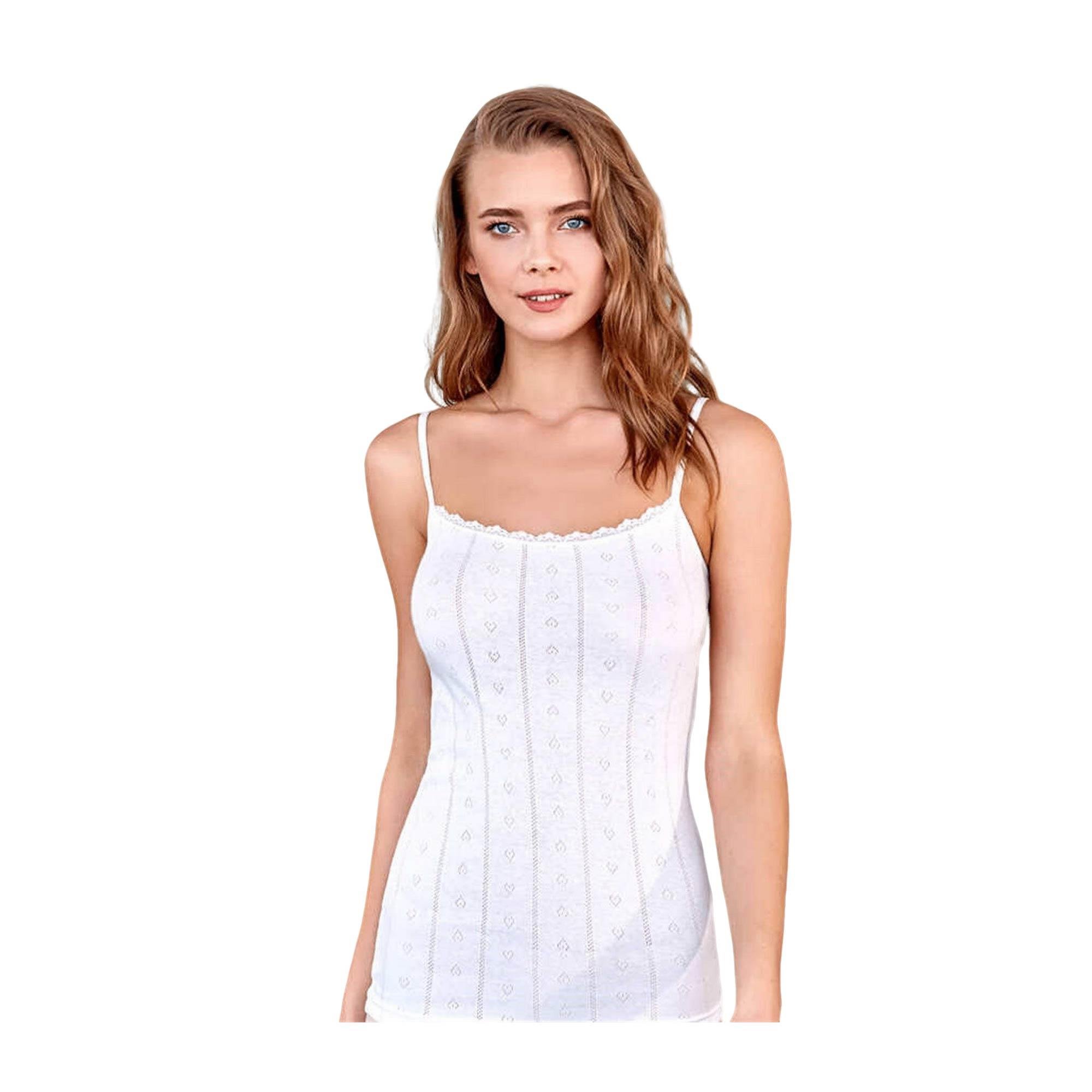 Berrak Kadın Ribana Atlet Beyaz XLarge İnce Askı 8050