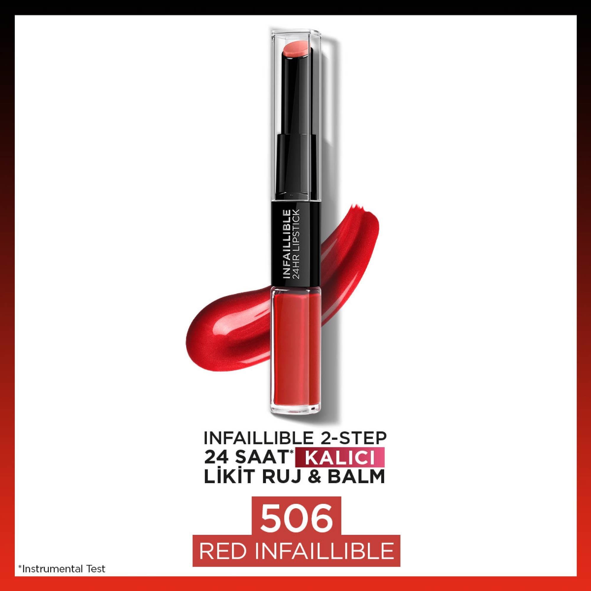 Loreal Paris Infailible 24 Hr Kalıcı Likit Ruj & Balm 506 Red Infallible