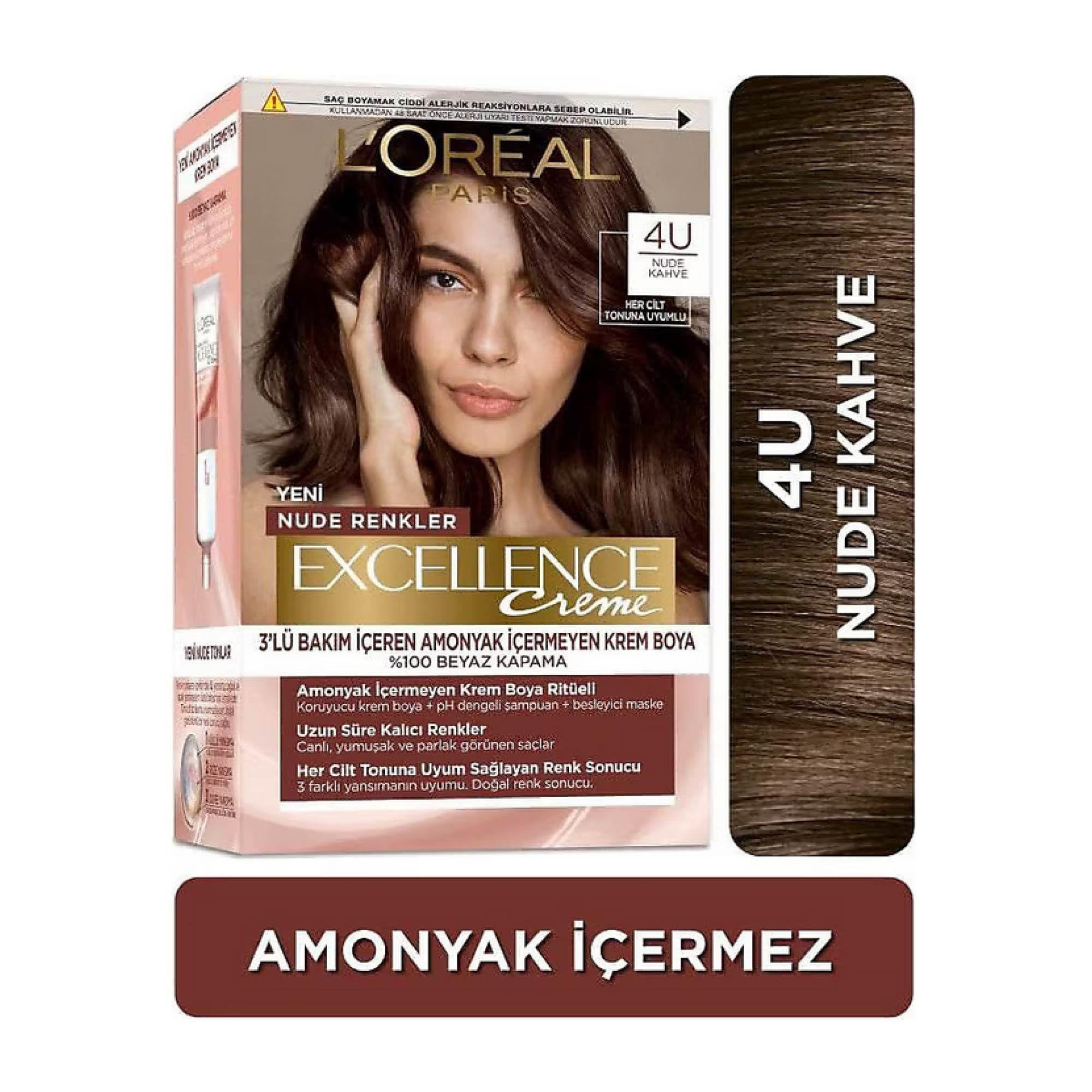 Loreal Paris Excellence Nude Renkler Creme Set Boya Nude Kahve 4U 