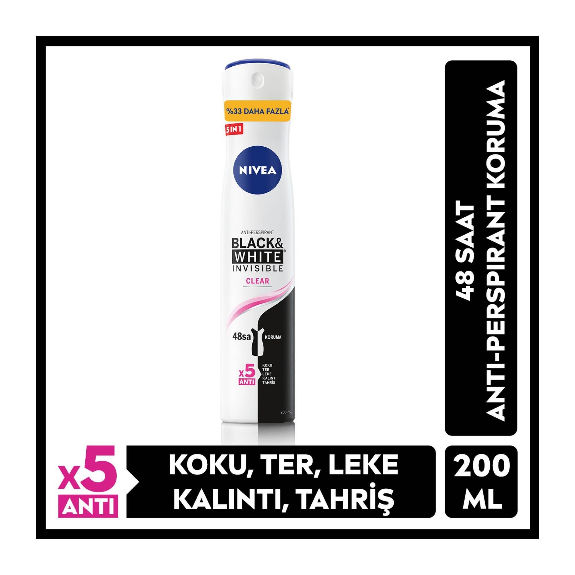 Nivea Deodorant Invisible Black&White Clear Kadın 200 ml.