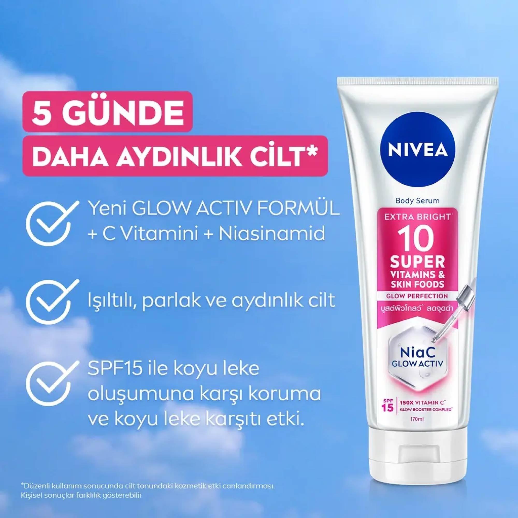 Nivea Super10 Serum Etkili Aydınlatıcı ve Nemlendirici Vücut Losyonu 170 ml