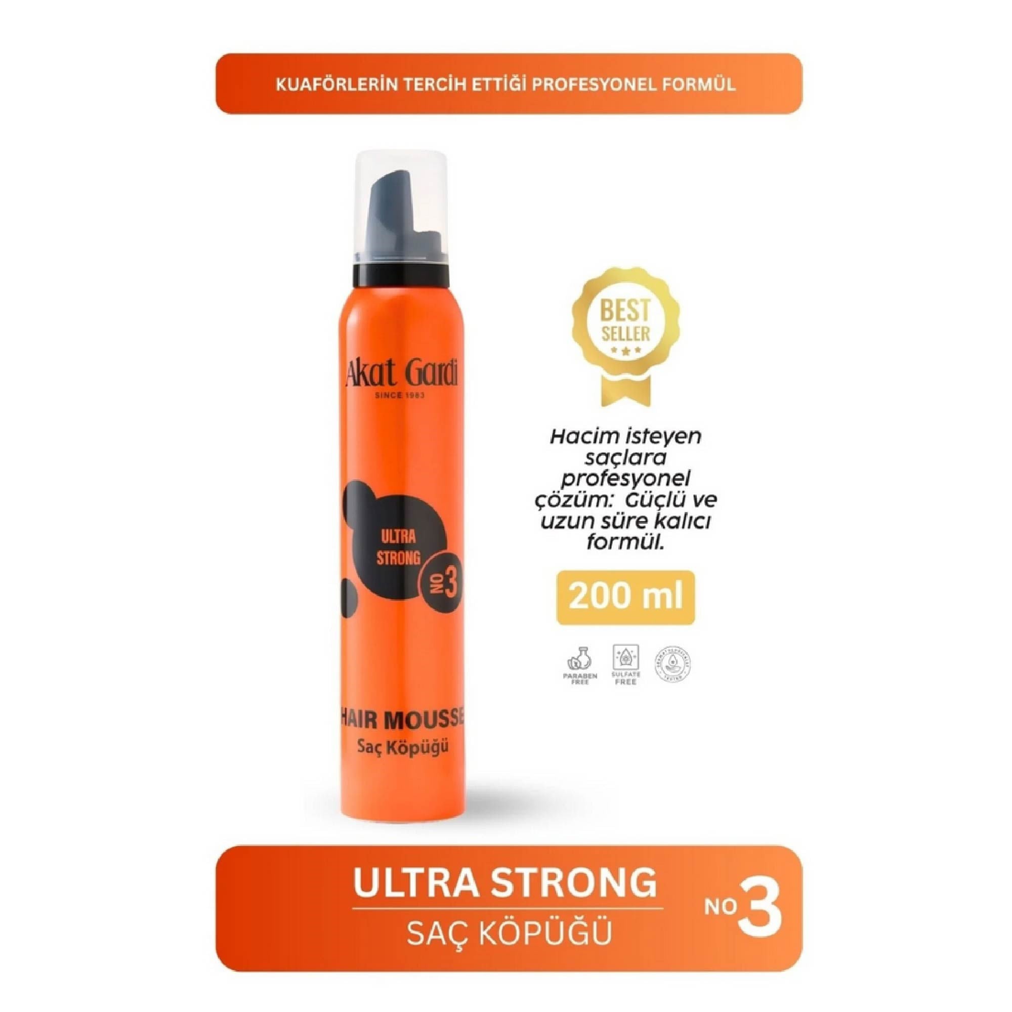 Akat Gardi Saç Köpüğü Ultra Strong No:3 200 ml