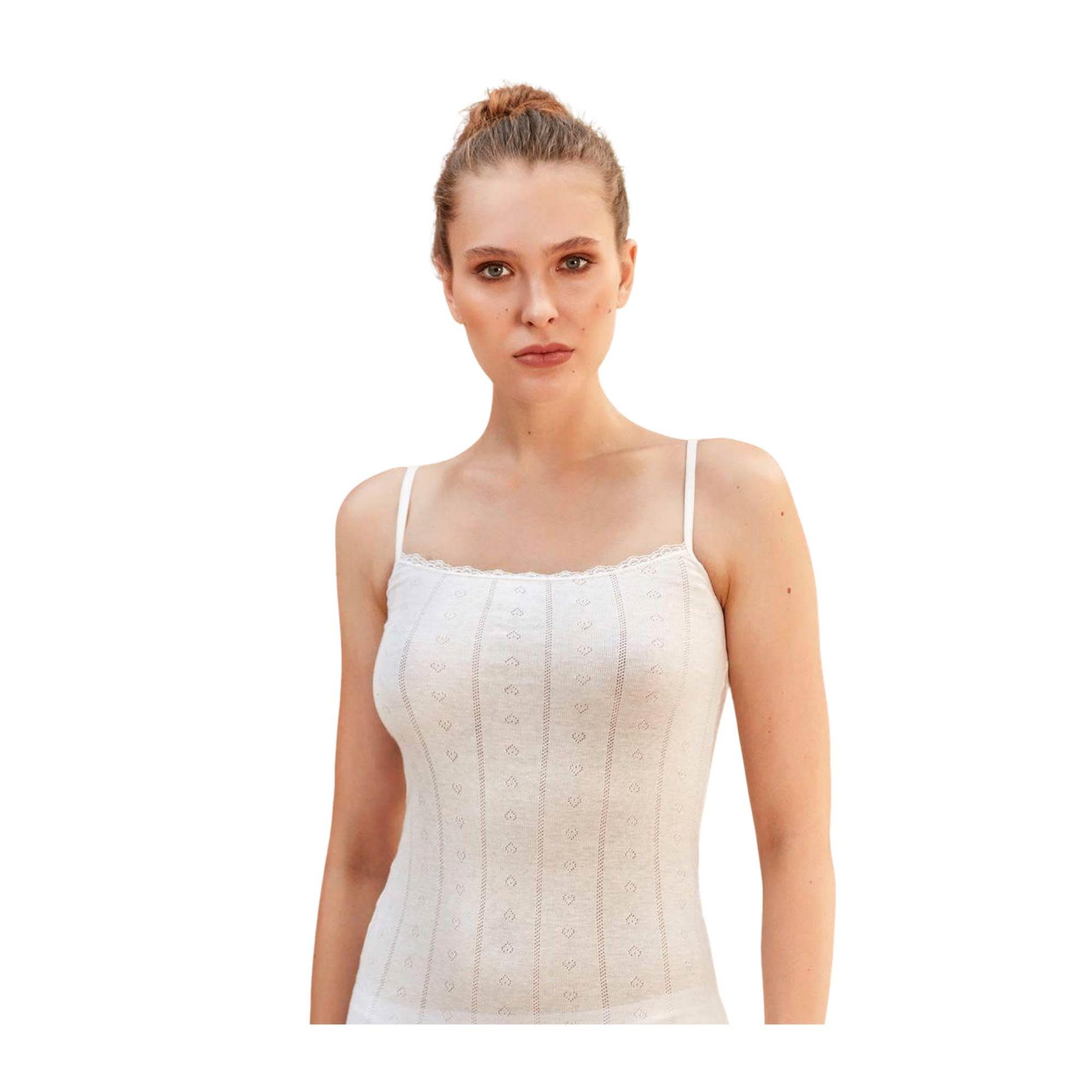 Berrak Kadın Ribana Atlet Ekru XLarge İnce Askı 8050