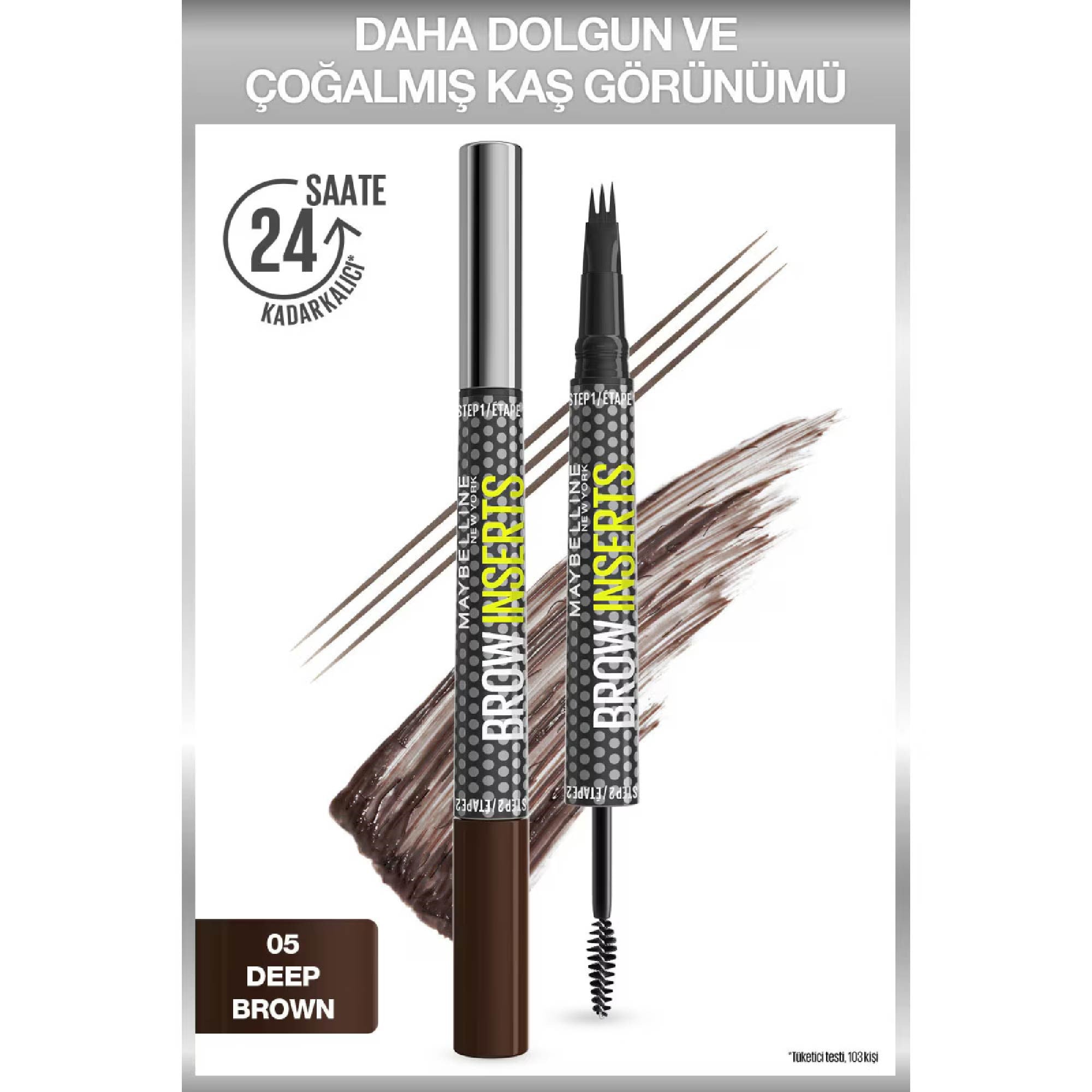 Maybelline New York Brow Insert Çift Uçlu Kaş Kalemi 05 Deep Brown