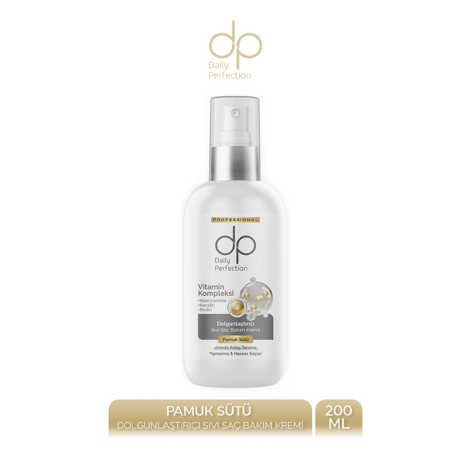 Dp Durulanmayan Dolgunlaştırıcı Sıvı Saç Kremi Pamuk Sütü 200 ml