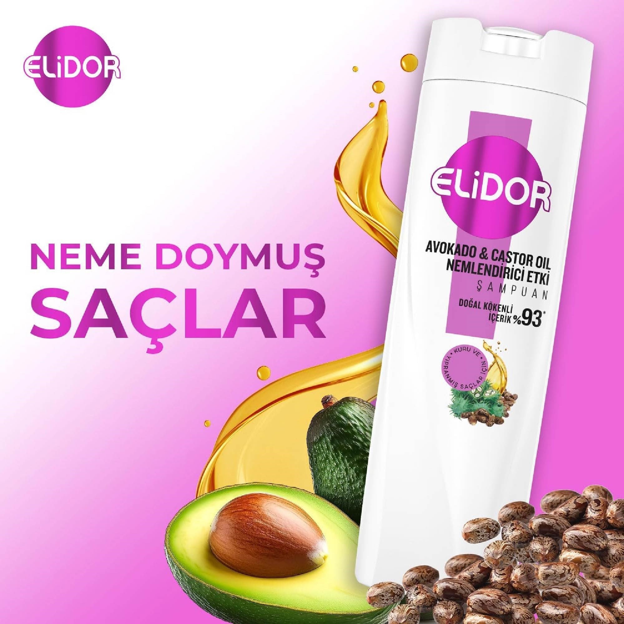  Elidor Şampuan Avokado ve Castor Oil Nemlendirici Etki 350 ml 