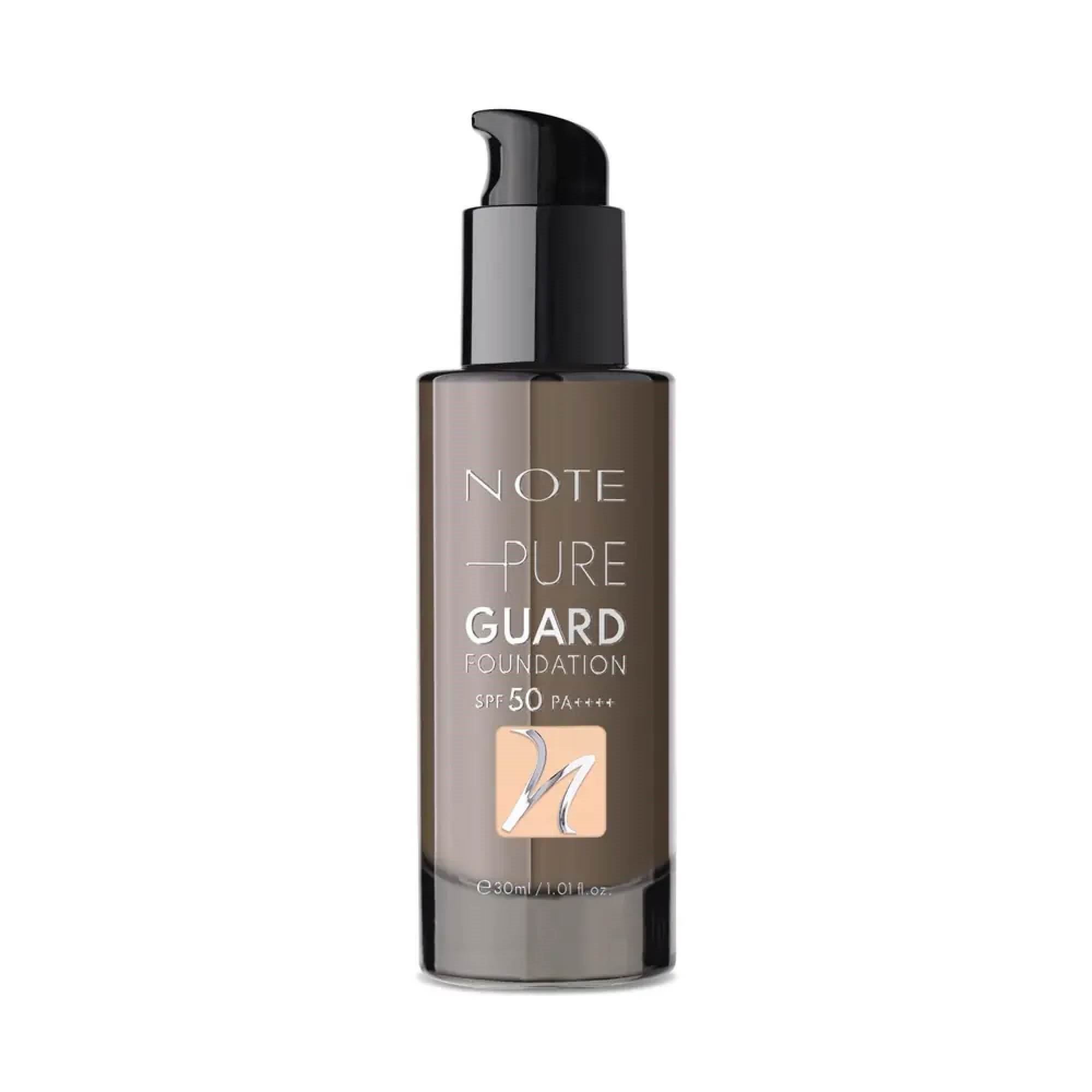 Note Pure Guard Foundation SPF 50 Yoğun Kapatıcı Saten Bitişli Fondöten 100 Glowing Beige