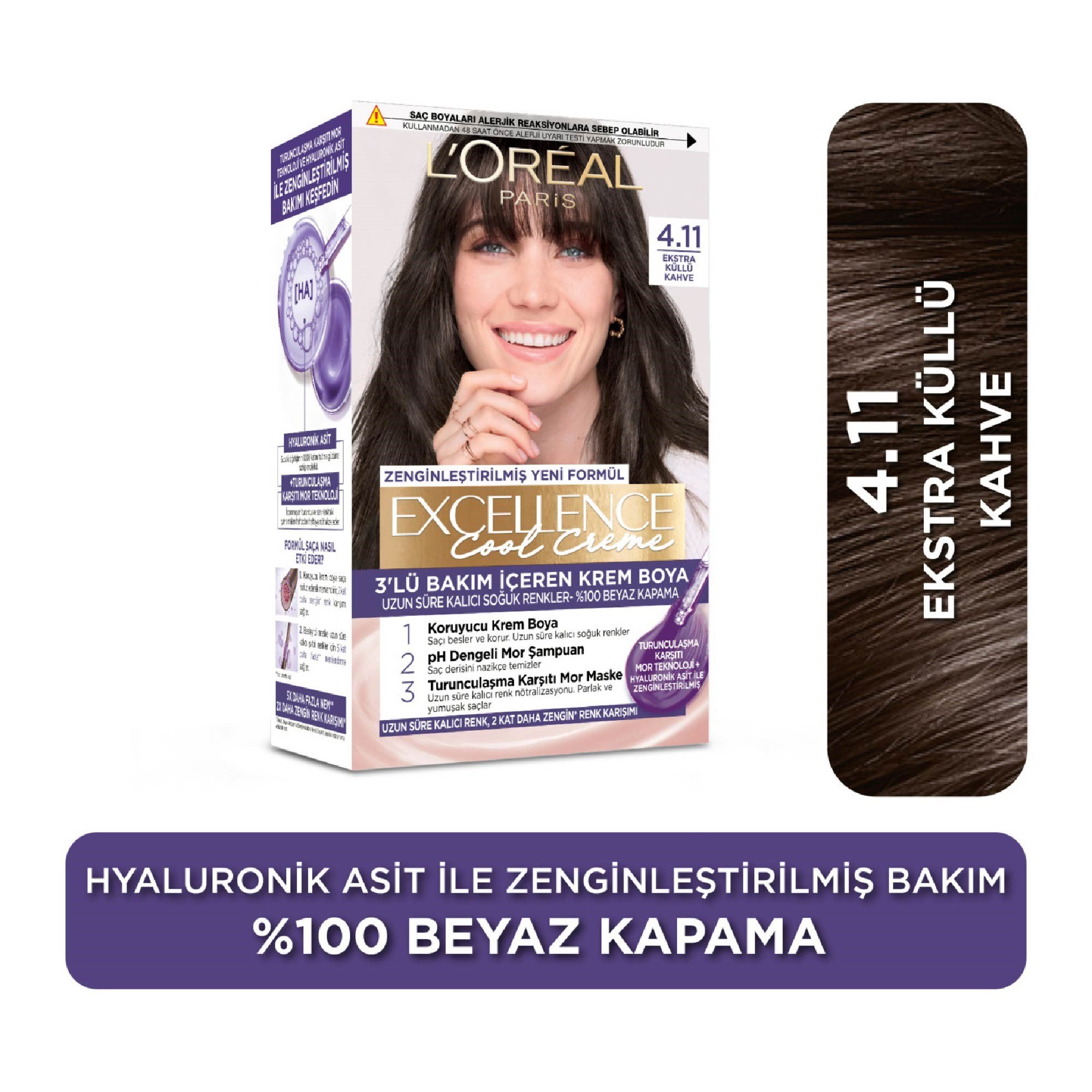 Loreal Paris Excellence Intense Saç Boyası Ekstra Küllü Kahve 4.11