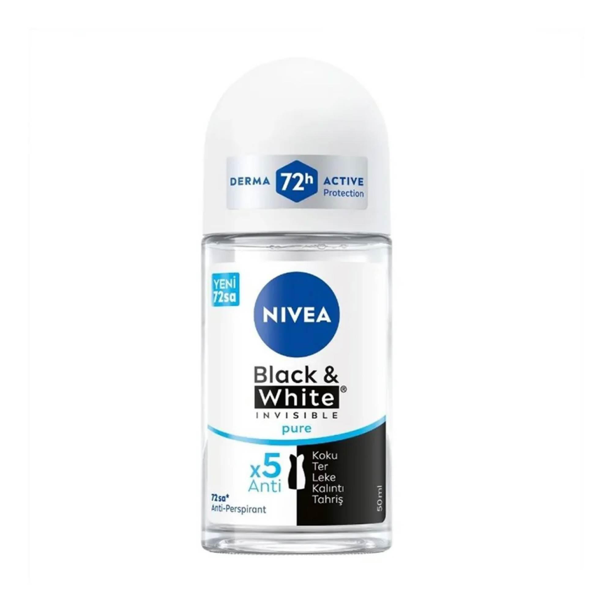 Nivea Roll-On Invisible Black&White Pure  Kadın 50 ml