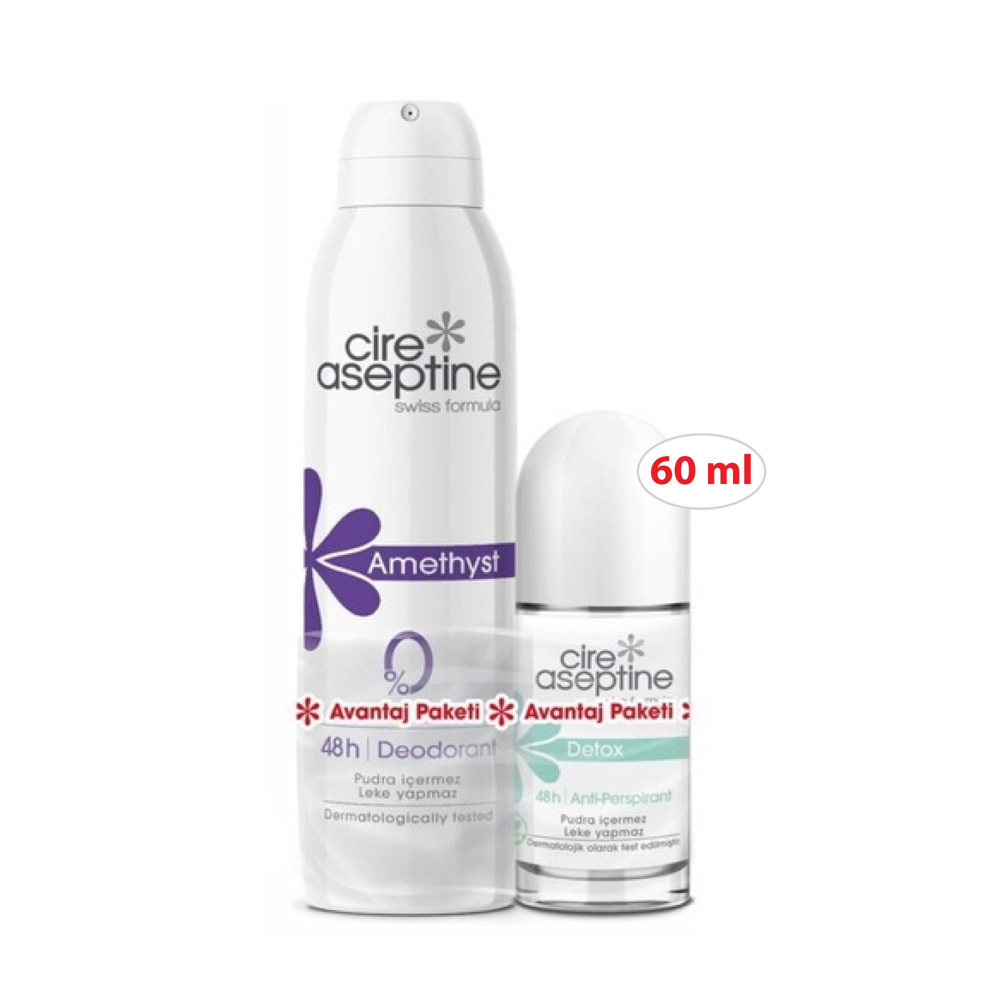 Cire Aseptine Amethyst Deodorant 150ml + Detox Roll on 60ml