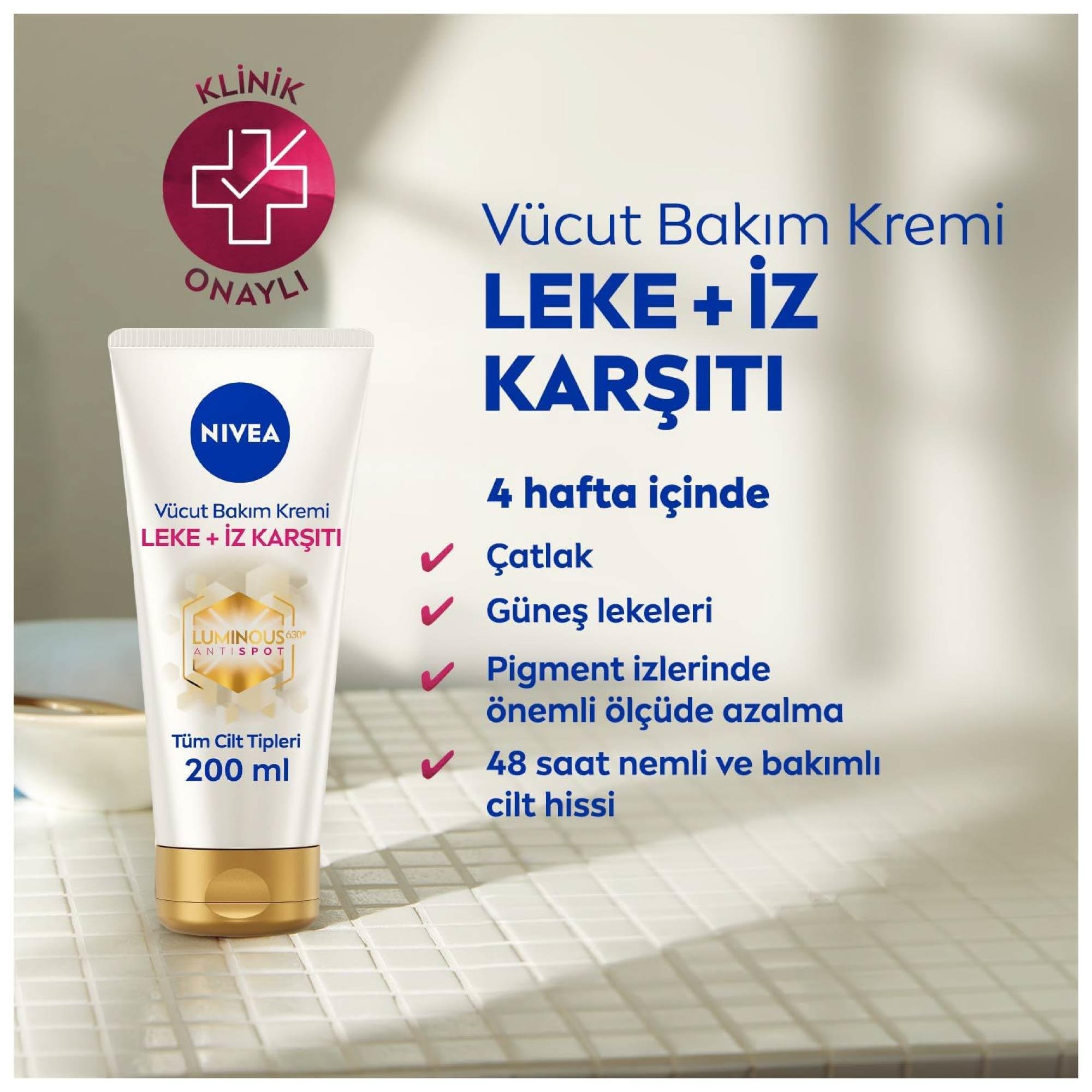 Nivea Luminous 630 Antispot Leke + İz  Karşıtı Vücut Bakım Kremi  200 ml