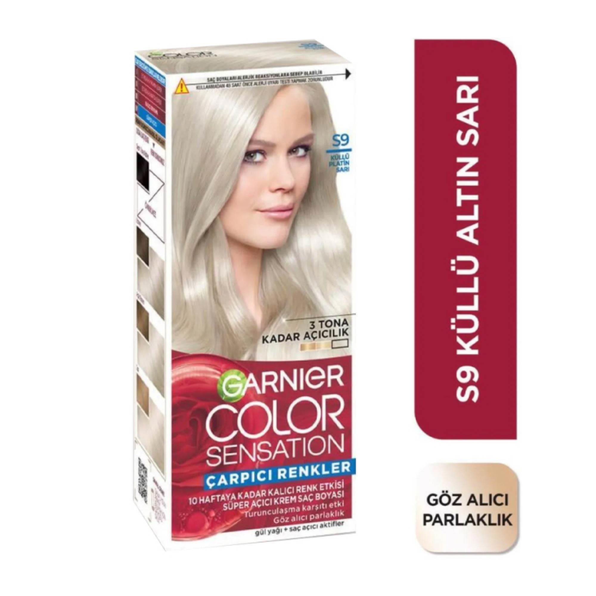 Garnier Çarpıcı Renkler Yoğun Kalıcı Krem Saç Boyası Küllü Platin Sarısı S9
