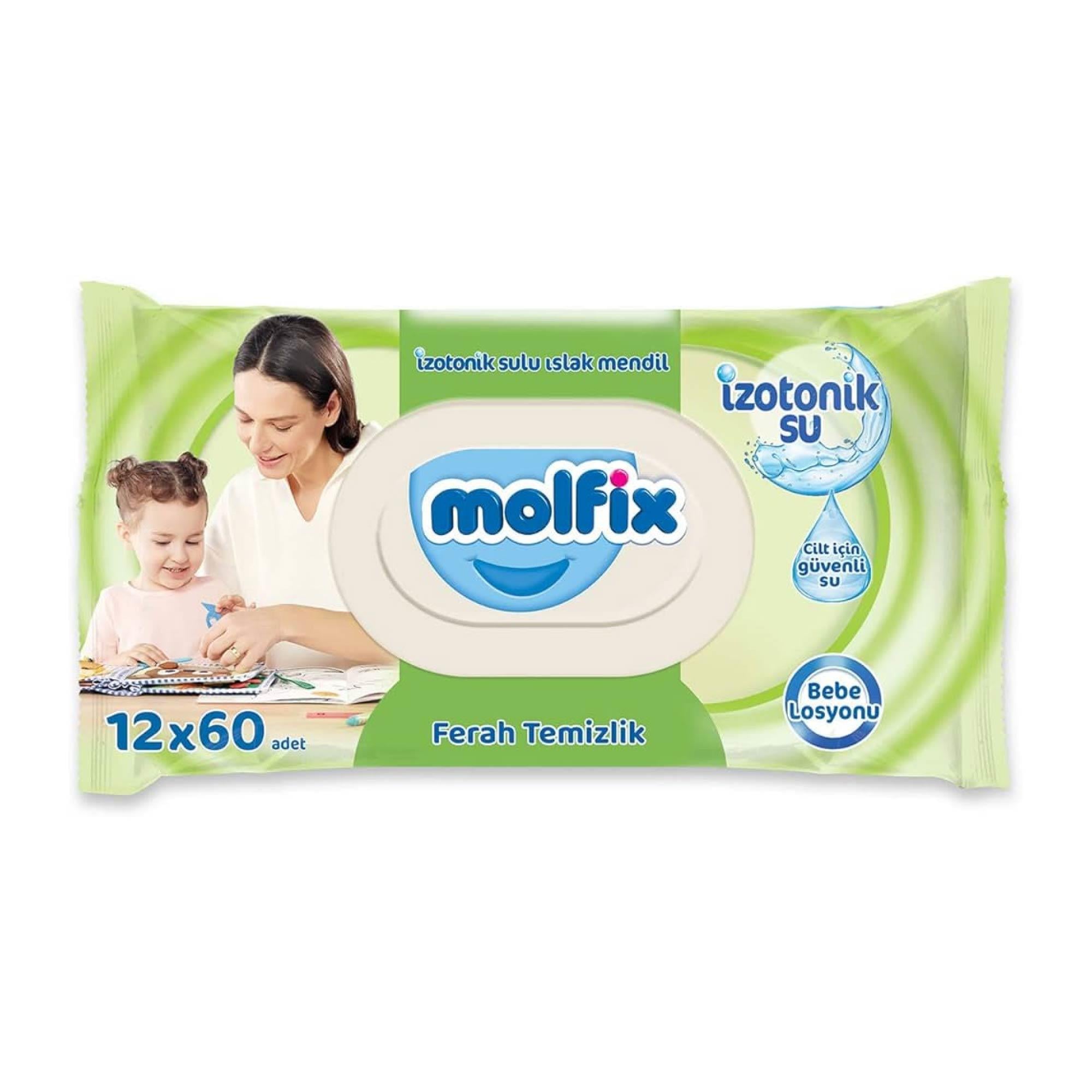 Molfix İzotonik Sulu Islak Mendil Hassas Ciltler 60'lı 
