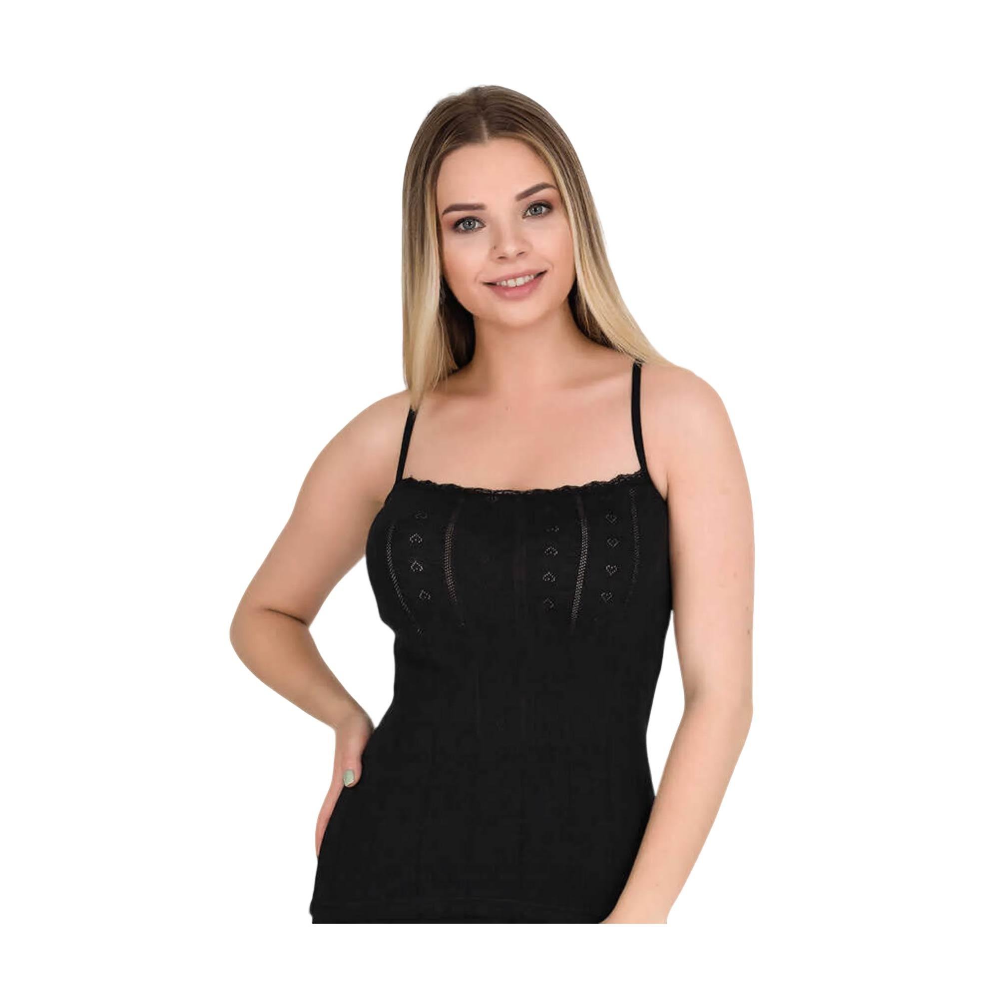 Berrak Kadın Ribana Atlet Siyah XXLarge İnce Askı 8050