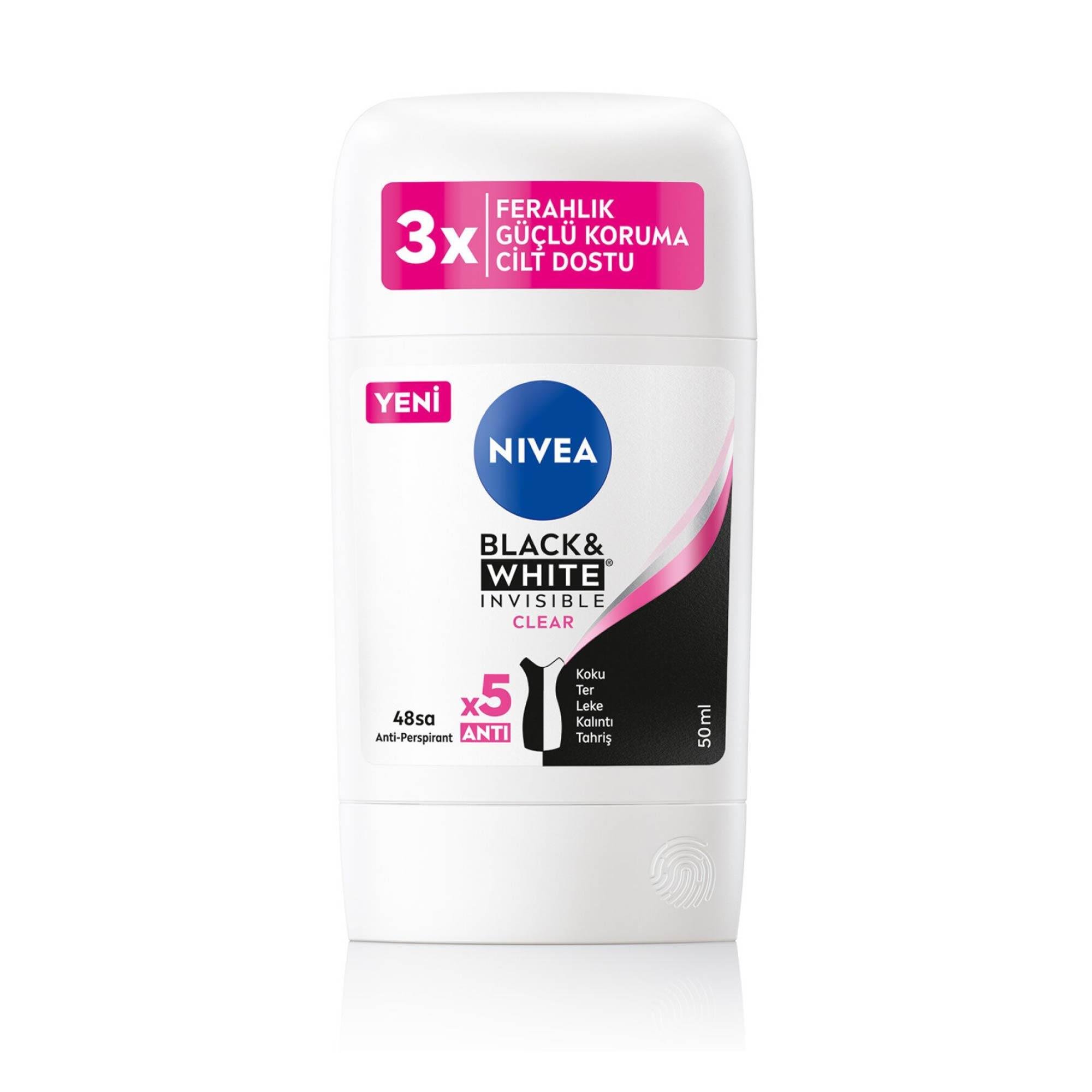 Nivea Stick Black & White Clear Kadın 50 ml