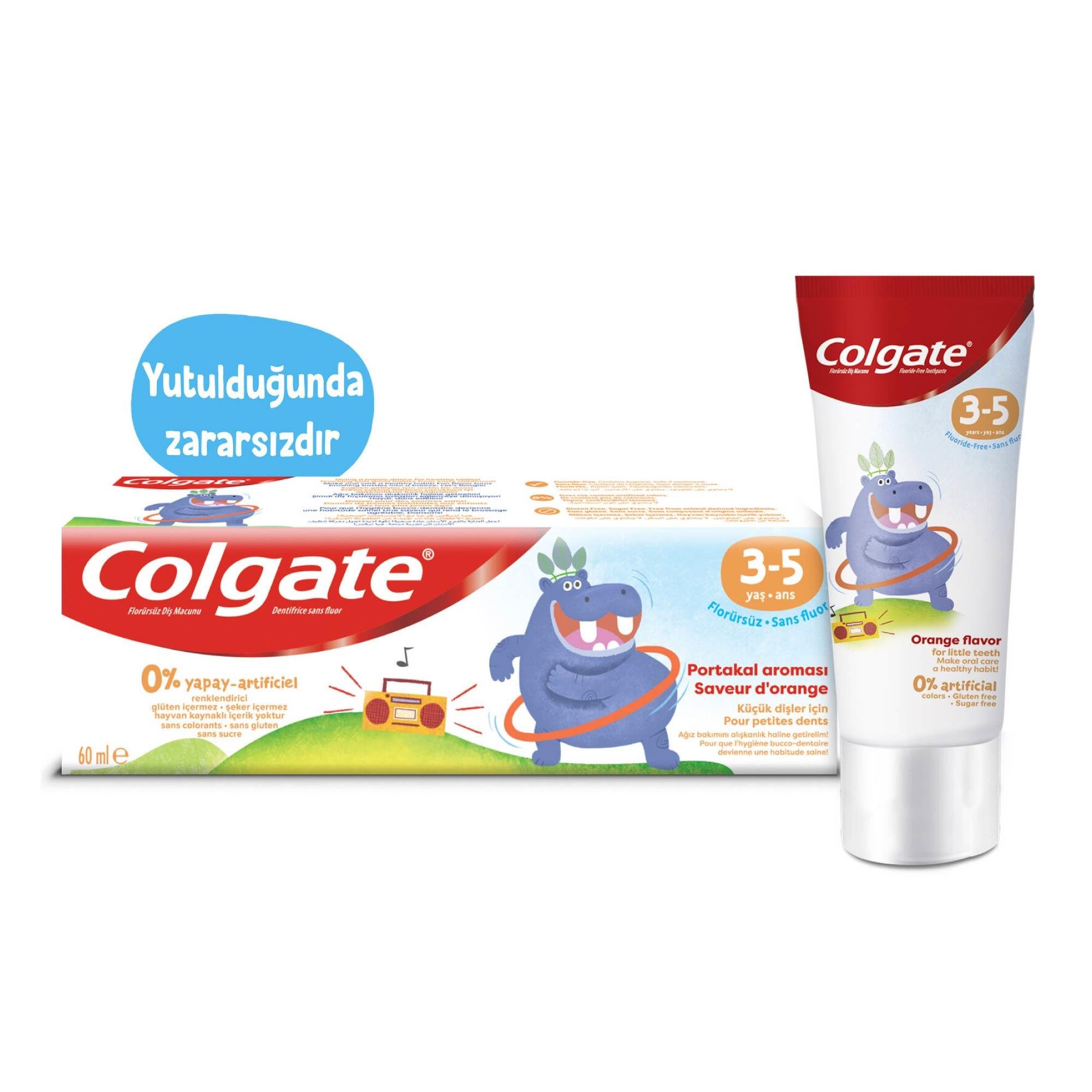 Colgate 3-5 Yaş Portakal Aromalı Florürsüz Çocuk Diş Macunu 60 Ml