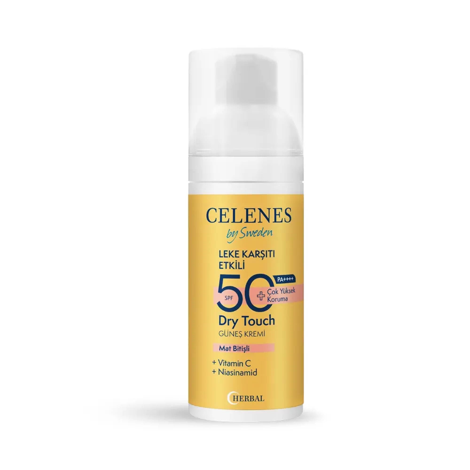 Celenes Herbal Dry Touch Leke Karşıtı Etkili Güneş Kremi Spf50 50 Ml