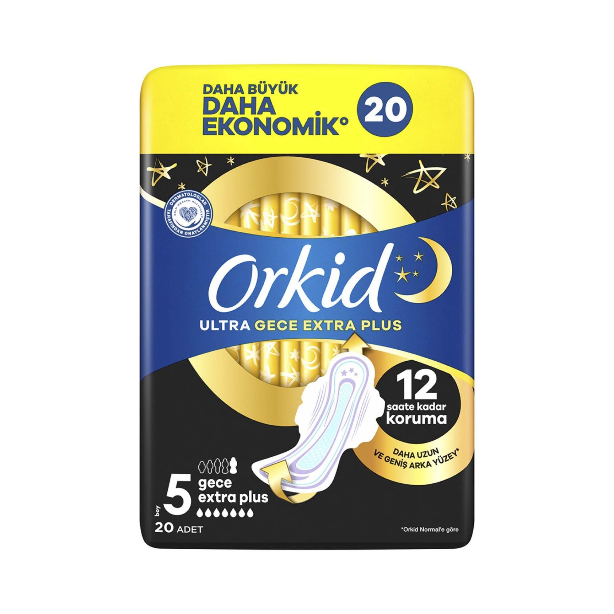 Orkid Hijyenik Ped Süper Ekonomik Ultra Gece Extra Plus 5 20'li