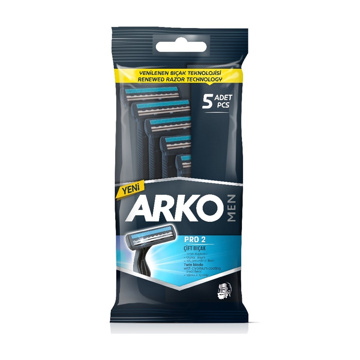 Arko Men Pro 2 Çift Bıçaklı Tıraş Bıçağı 5'li