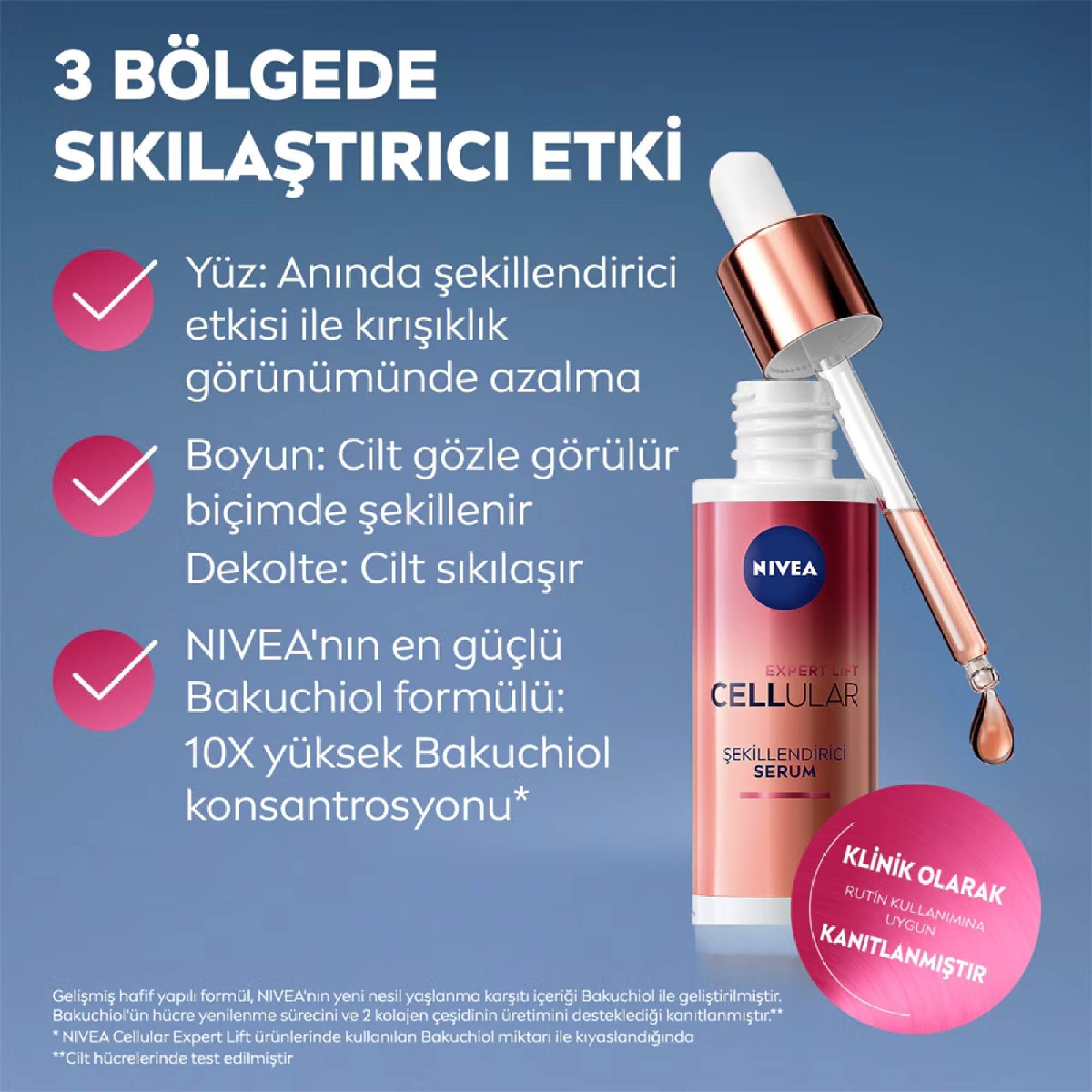 Nivea Doğal Retinol Alternatifi Bakuchiol Cilt Bakım Serumu Cellular Expert Lift 30 ml