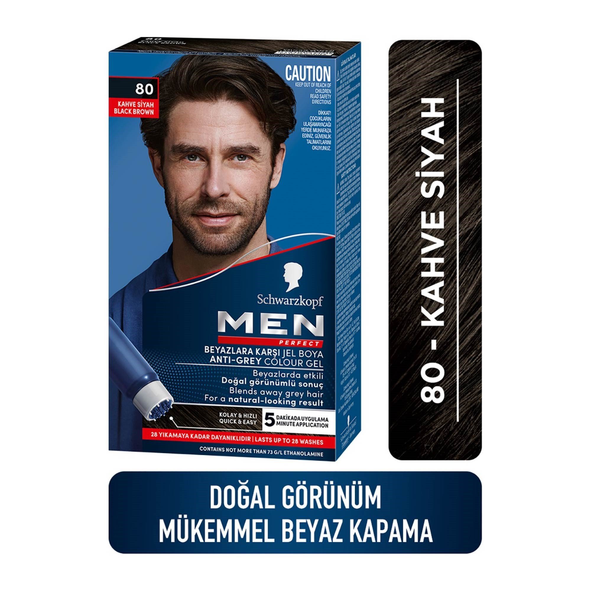 Schwarzkopf Men Perfect Beyazlara Karşı Jel Boya 80 Kahve Siyah