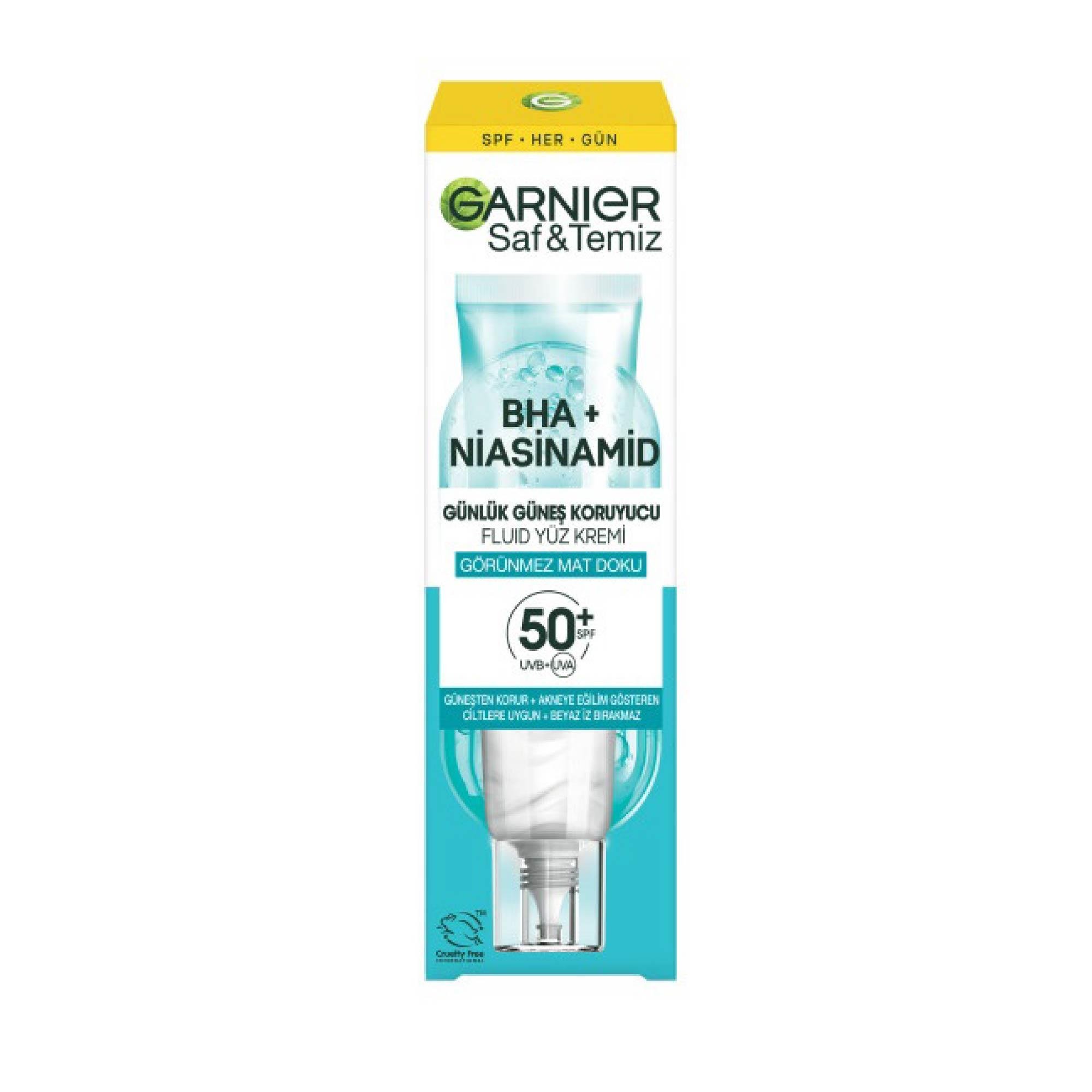 Garnier BHA+ Niasinamid  Günlük Güneş Koruyucu Görünmez Mat Doku Spf +50 
