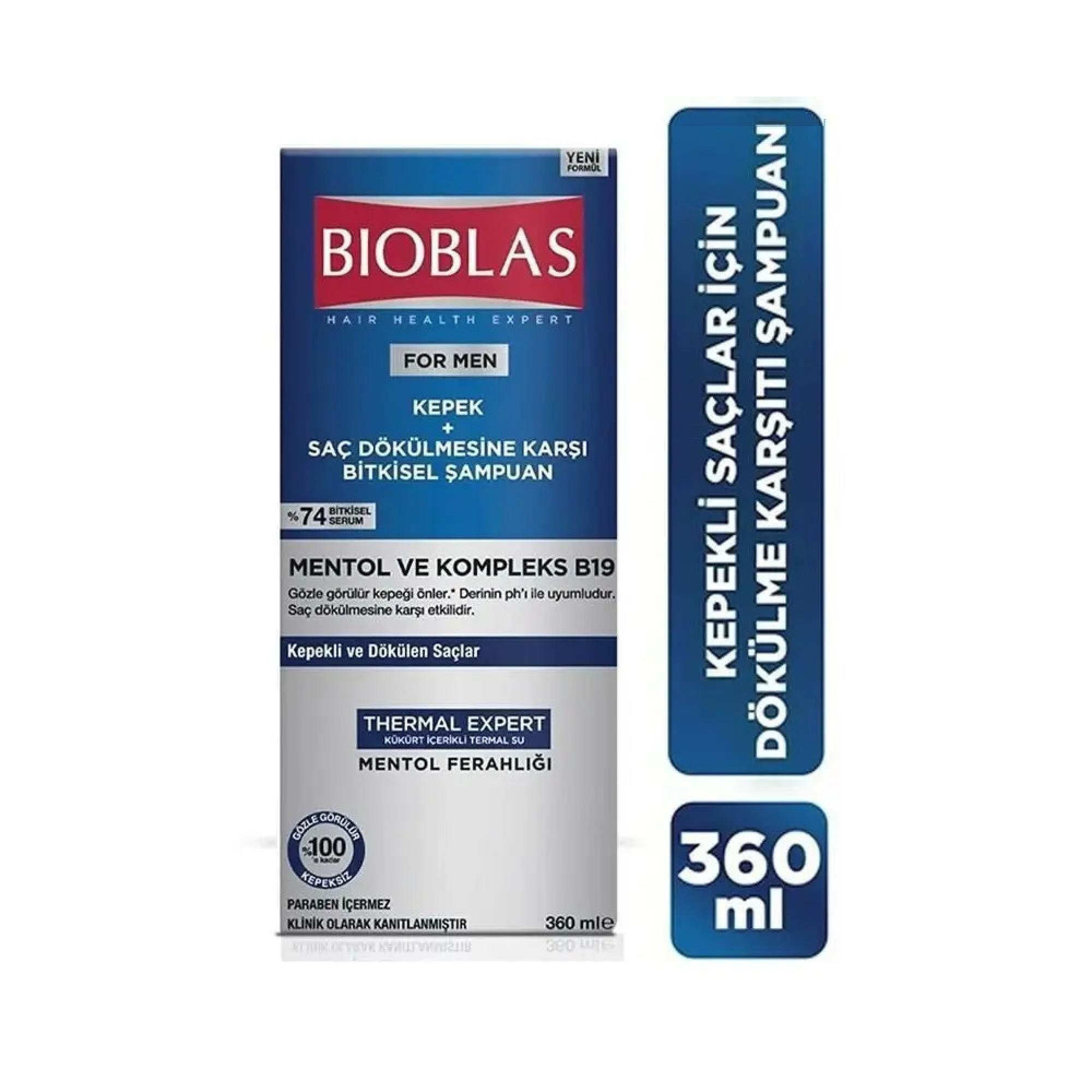 Bioblas For Men Mentol ve Kompleks B19 Kepke ve Saç Dökülmesine Karşı Bitkisel Şampuan 360 ml