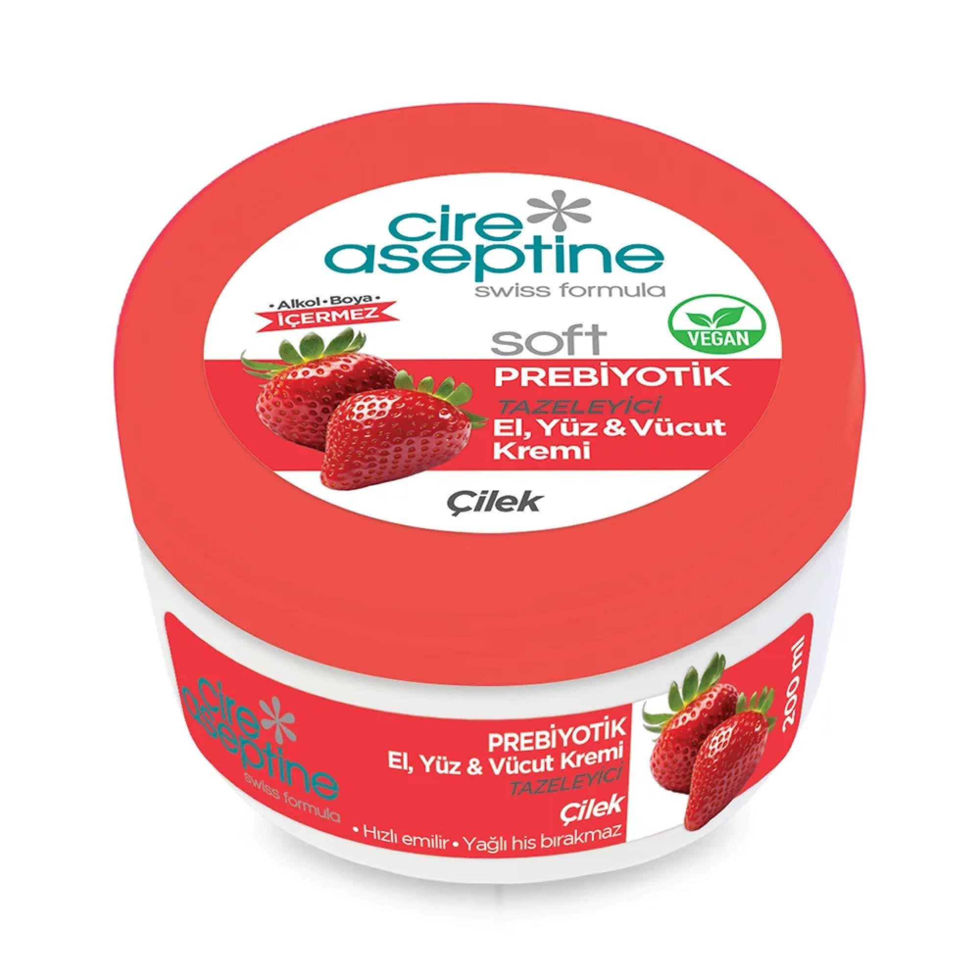 Cire Aseptine Prebiyotik El,Yüz,Vücut Kremi Çilek Tazeleyici 200 ml