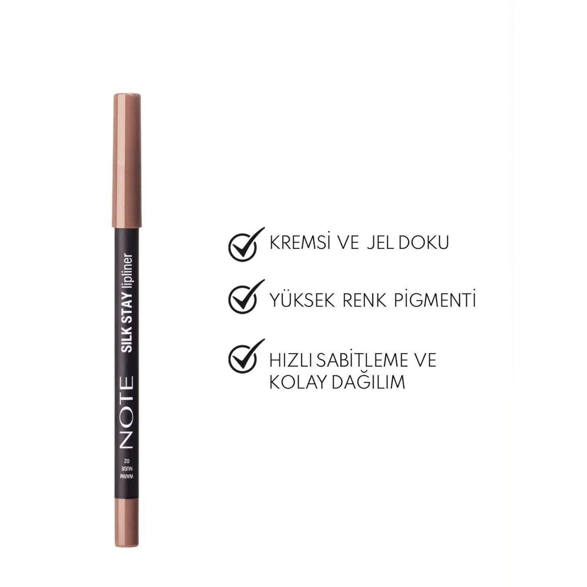 Note Silk Stay Lipliner 02 Warm Nude