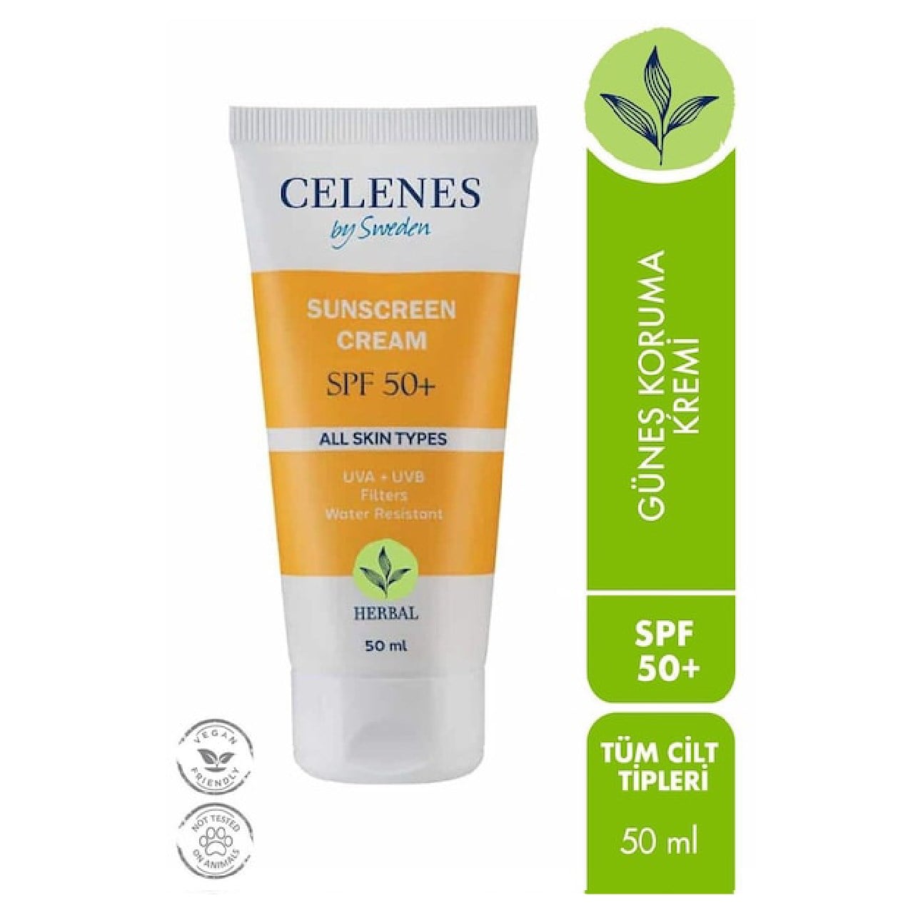 Celenes Sunscreen Cream Güneş Koruyucu Krem Spf 50+  50 ml 