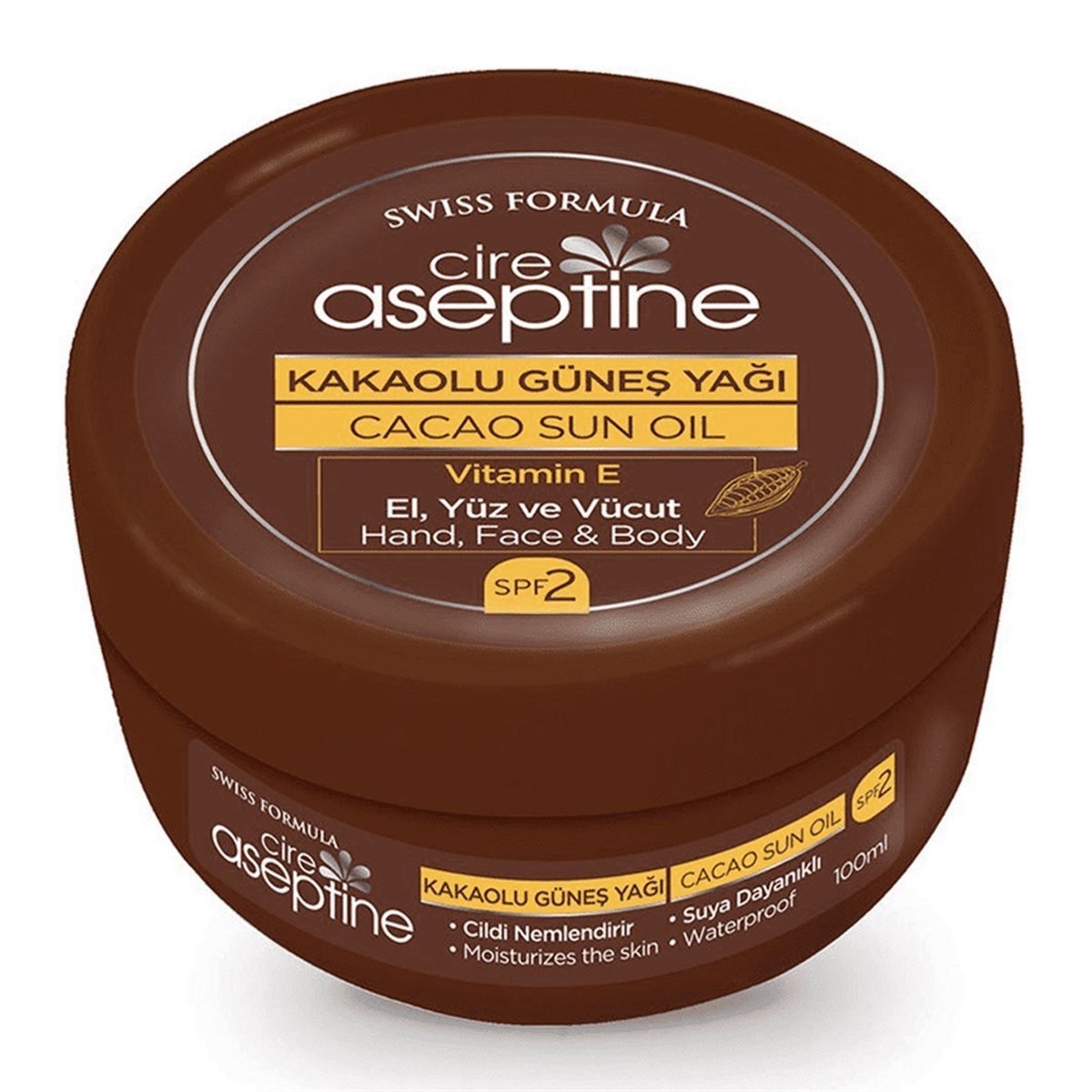 Cire Aseptine Kakaolu El, Yüz ve Vücut Yağı SPF 2 100ml