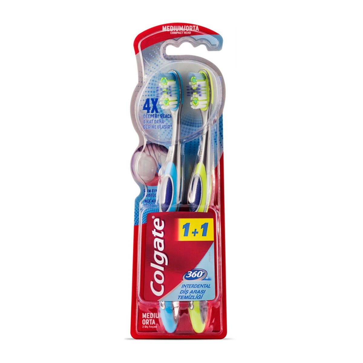 Colgate 360 Diş Arası Temizliği 1+1 Diş Fırçası