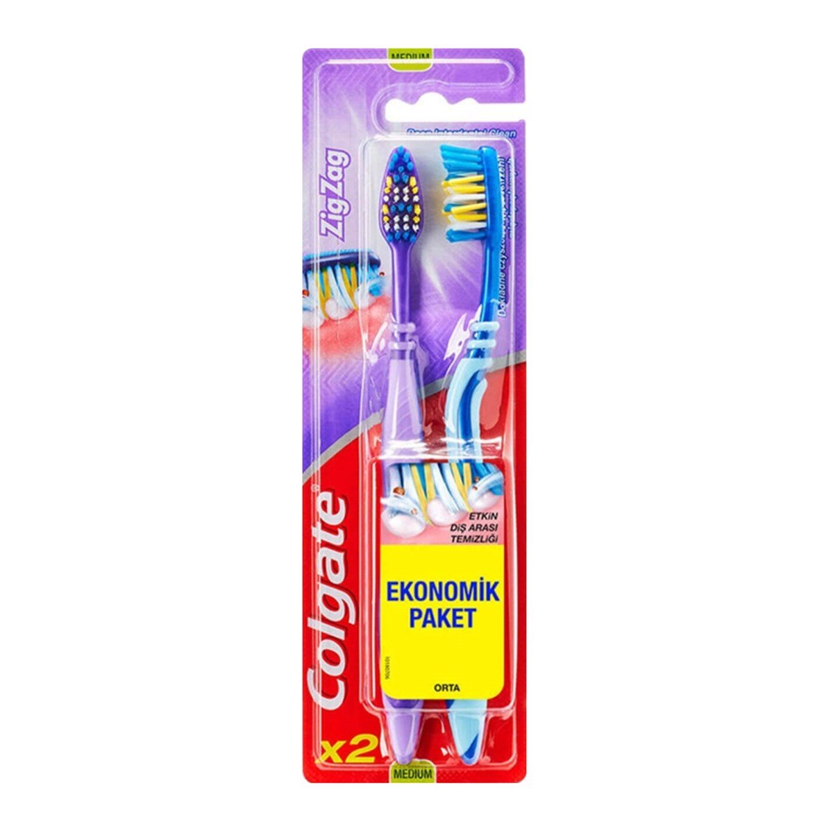 Colgate ZigZag Diş Fırçası 2'li Ekonomik Paket Medium/Orta