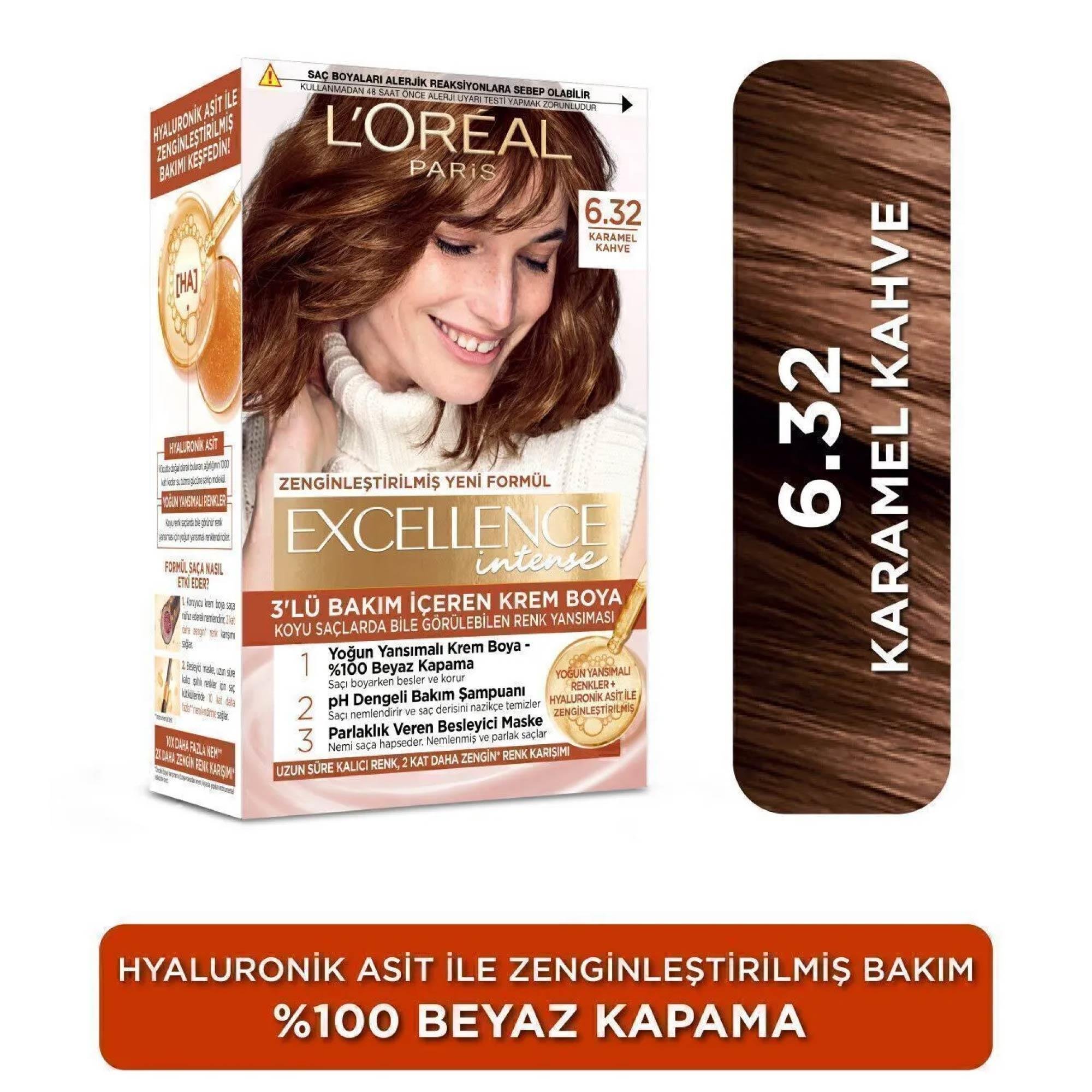 Loreal Paris Excellence Intense Saç Boyası 6.32 Karamel Kahve