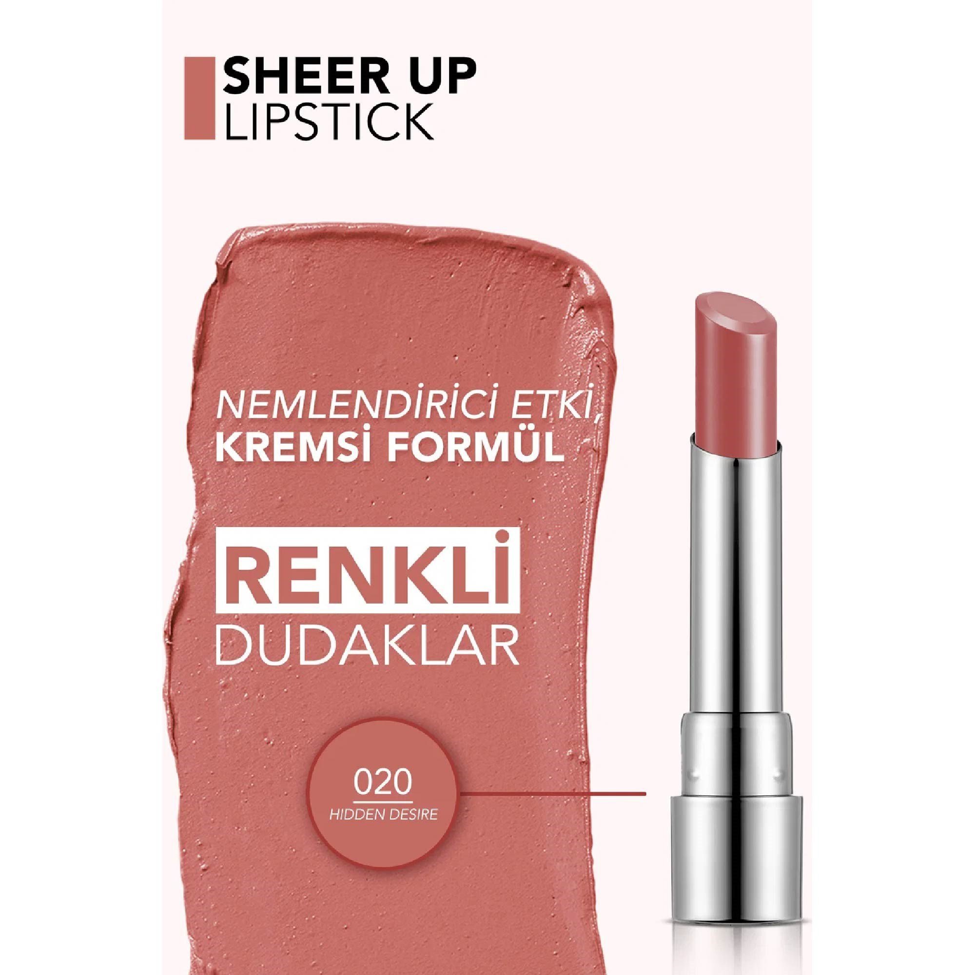 Flormar Sheer Up Lipstick 020 Hidden Desire