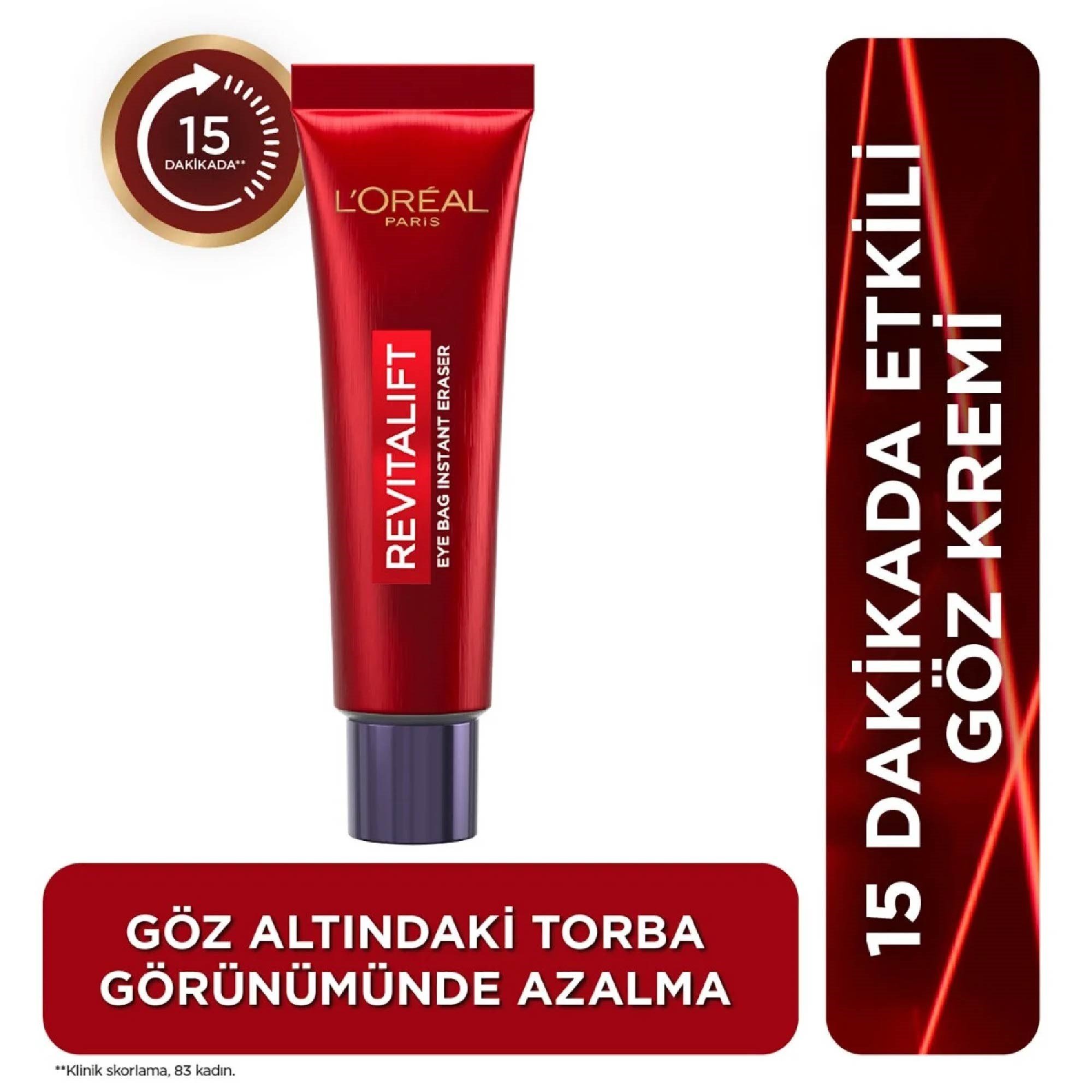 Loreal Paris Revitalift Lazer Eyebag Göz Kremi Göz Altı Torba Görünümüne Karşı Etkili 15 ml