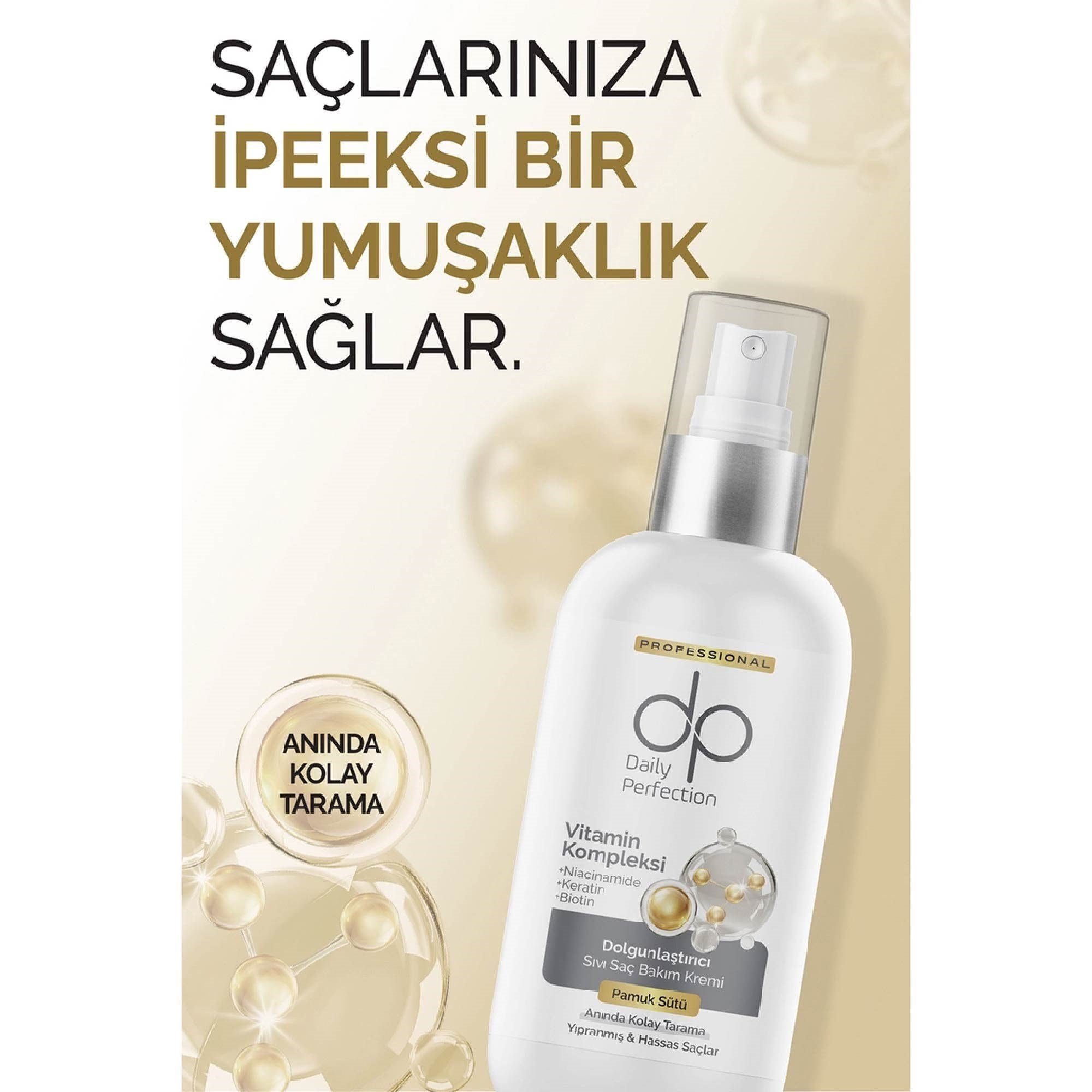 Dp Durulanmayan Dolgunlaştırıcı Sıvı Saç Kremi Pamuk Sütü 200 ml
