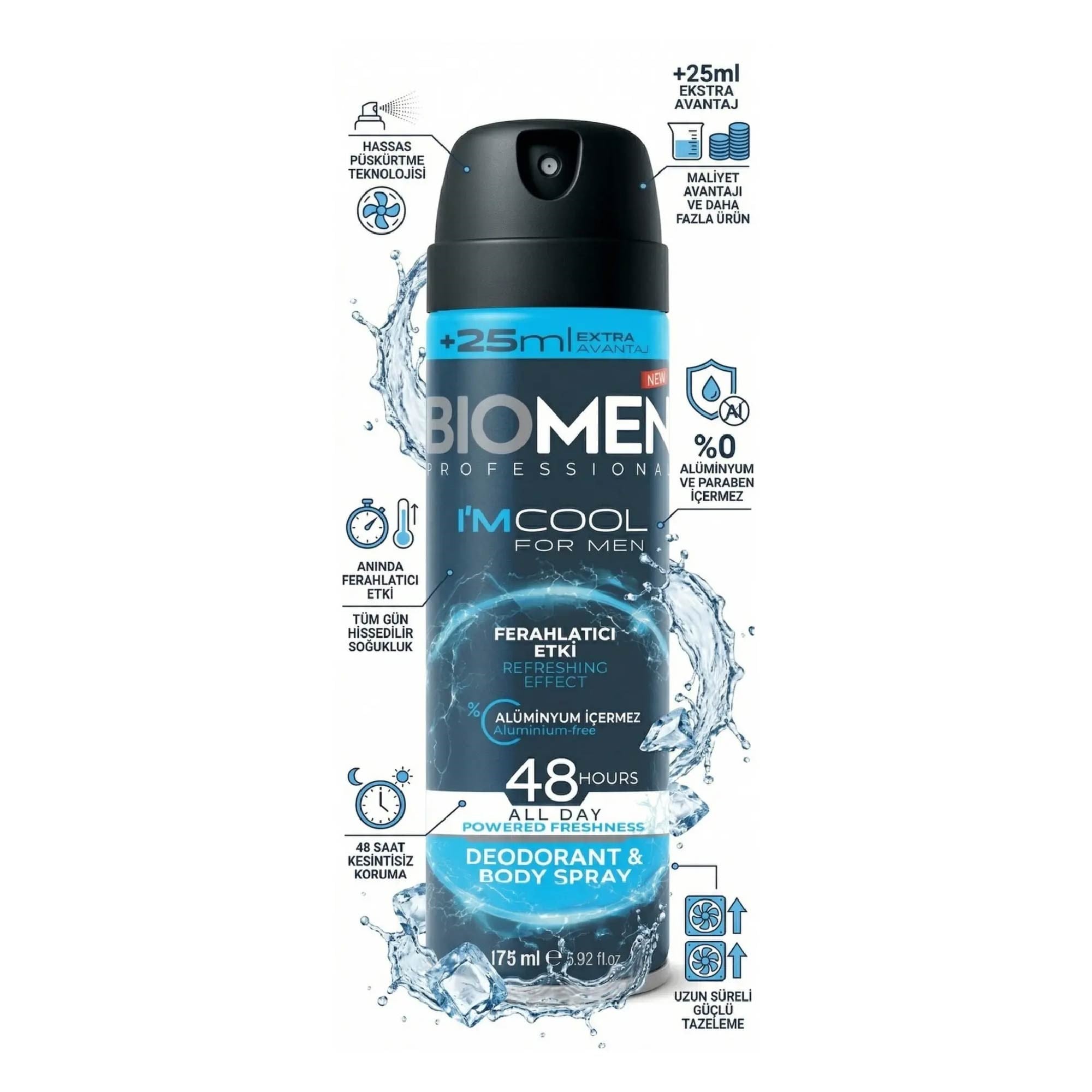 Biomen Deodorant & Body Sprey For Men Ferahlatıcı Etki I'm Cool 175 ml
