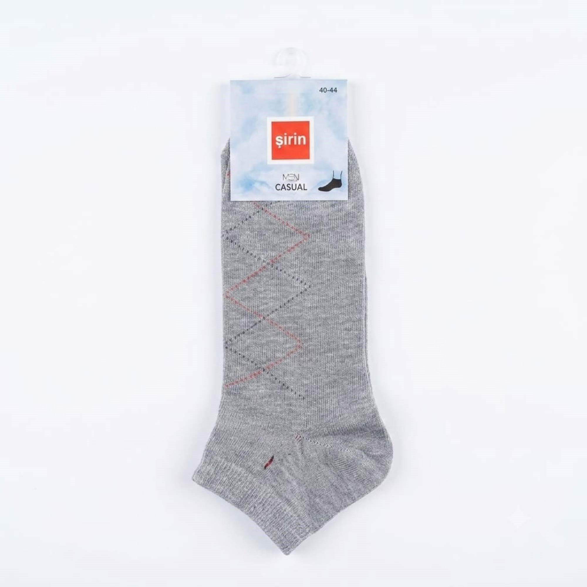 Şirin Patik Casual Ter Emici Çorap Kare Desenli Gri Erkek 7010