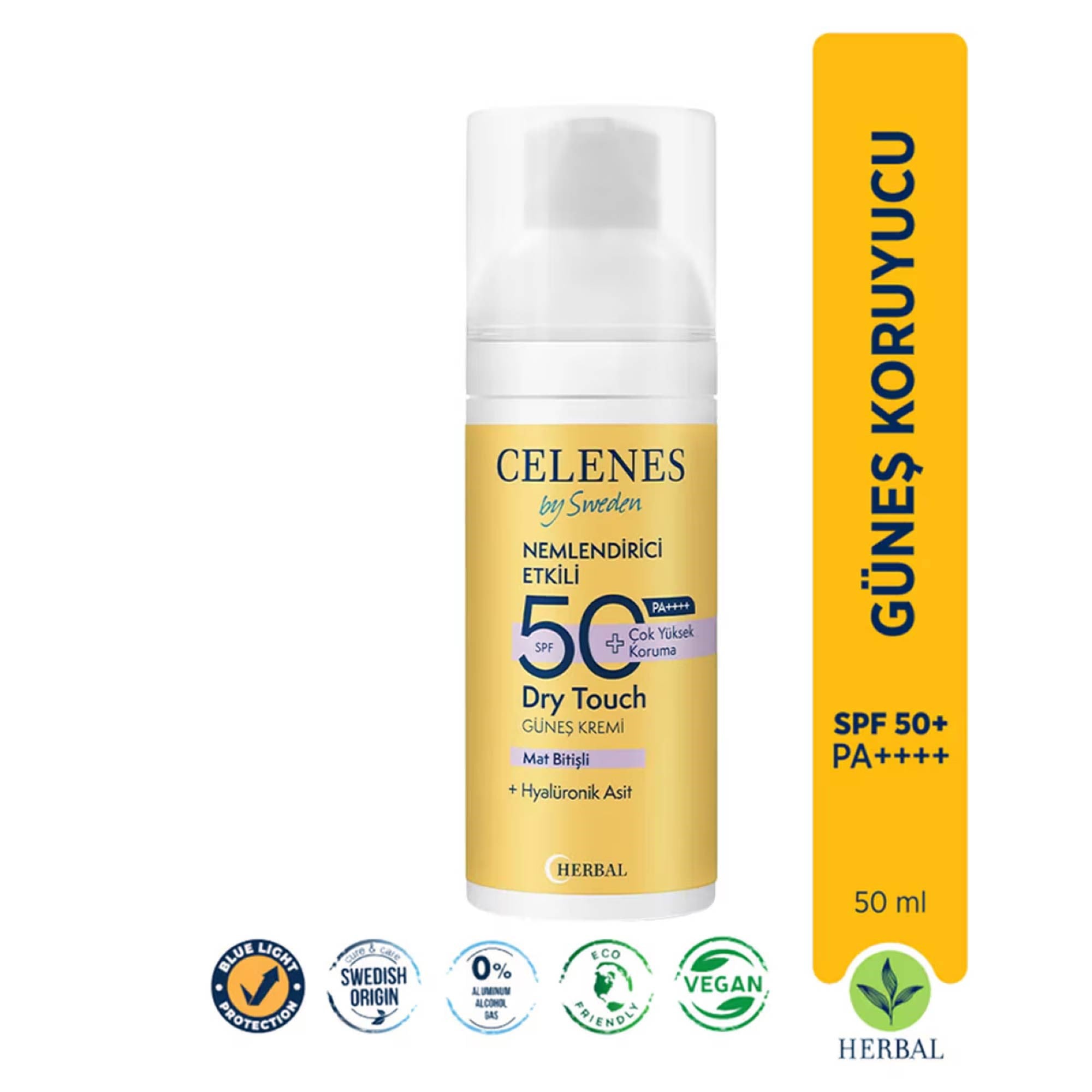 Celenes Dry Touch Sunscreen Fluid Güneş Koruyucu Krem SPF + 50 50ml