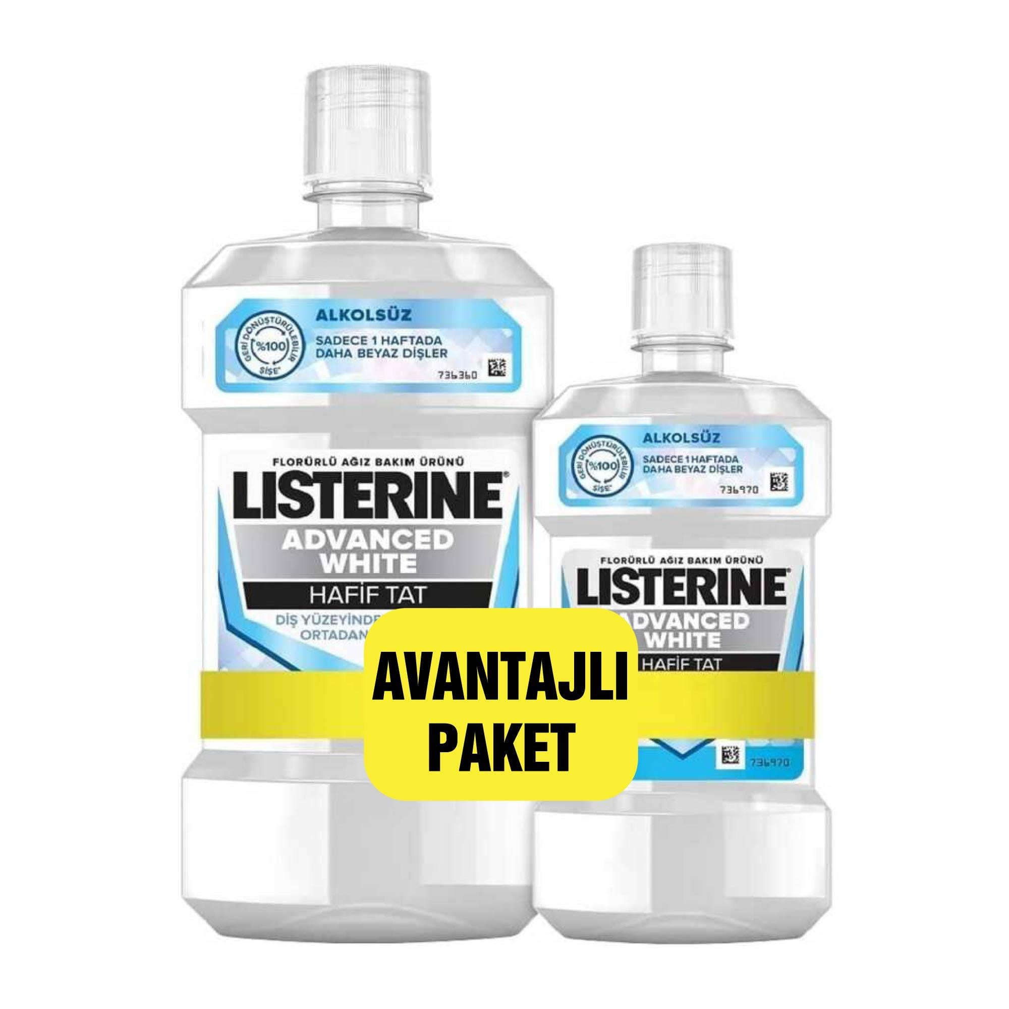 Listerine Advanced White Ağız Bakım Suyu 500Ml + 250Ml Set