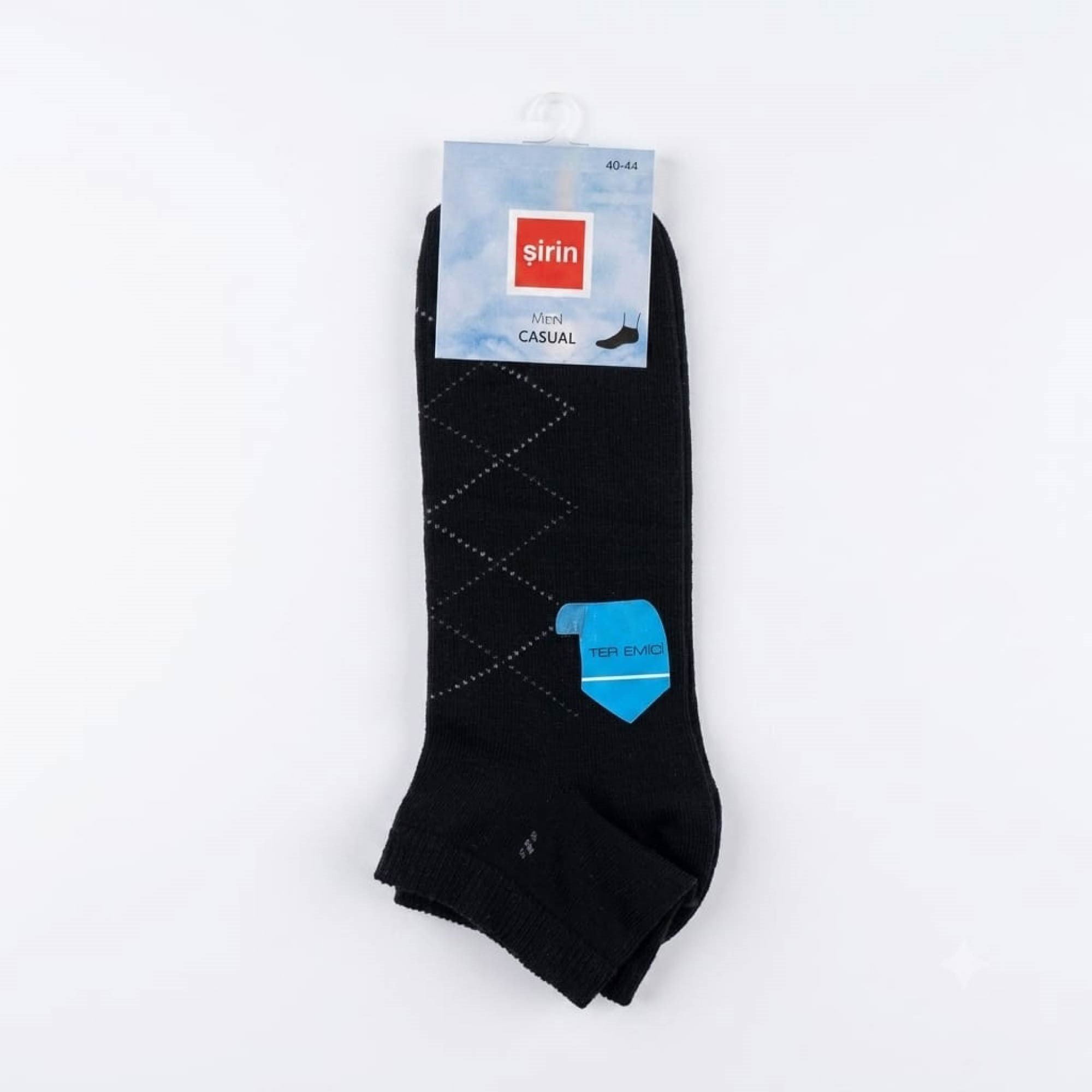 Şirin Patik Casual Ter Emici Çorap Kare Desenli Siyah Erkek 7010