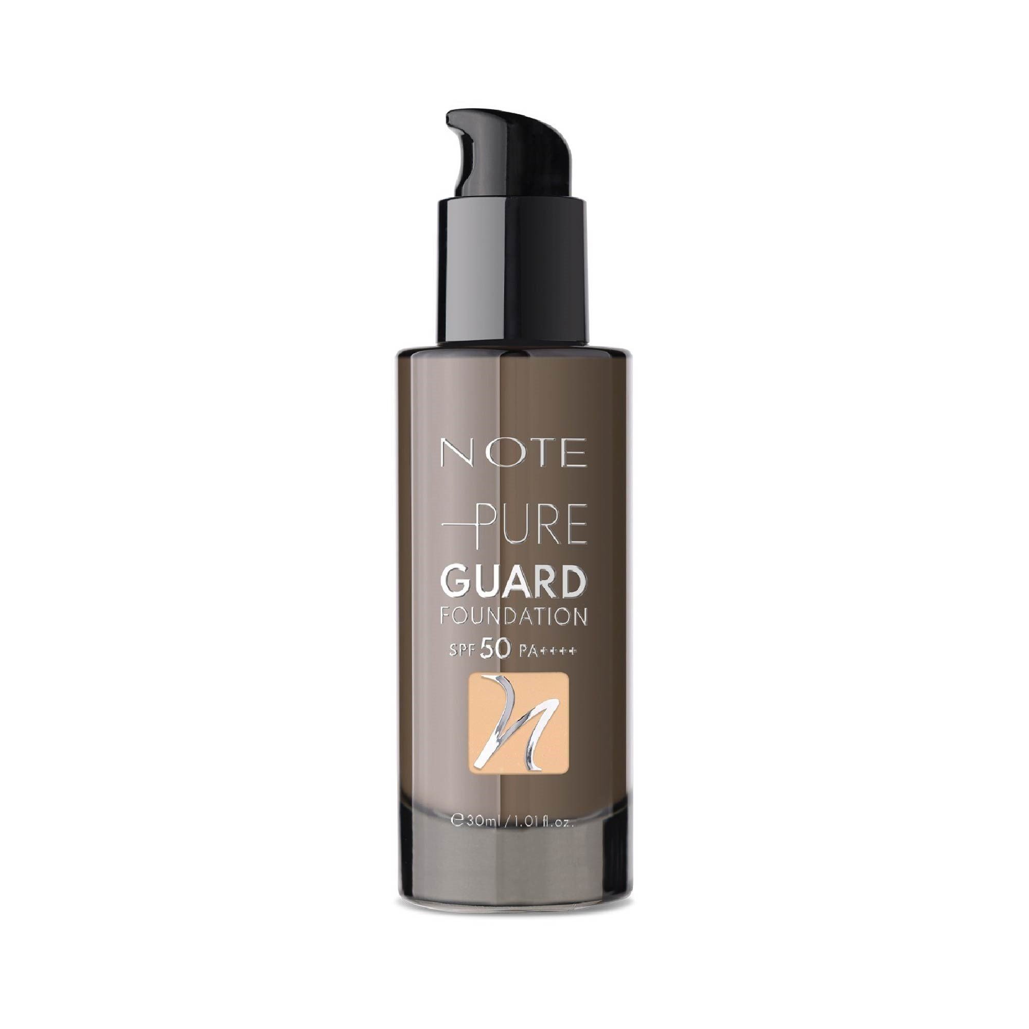 Note Pure Guard Foundation SPF 50 Yoğun Kapatıcı Saten Bitişli Fondöten 120 Golden Beige