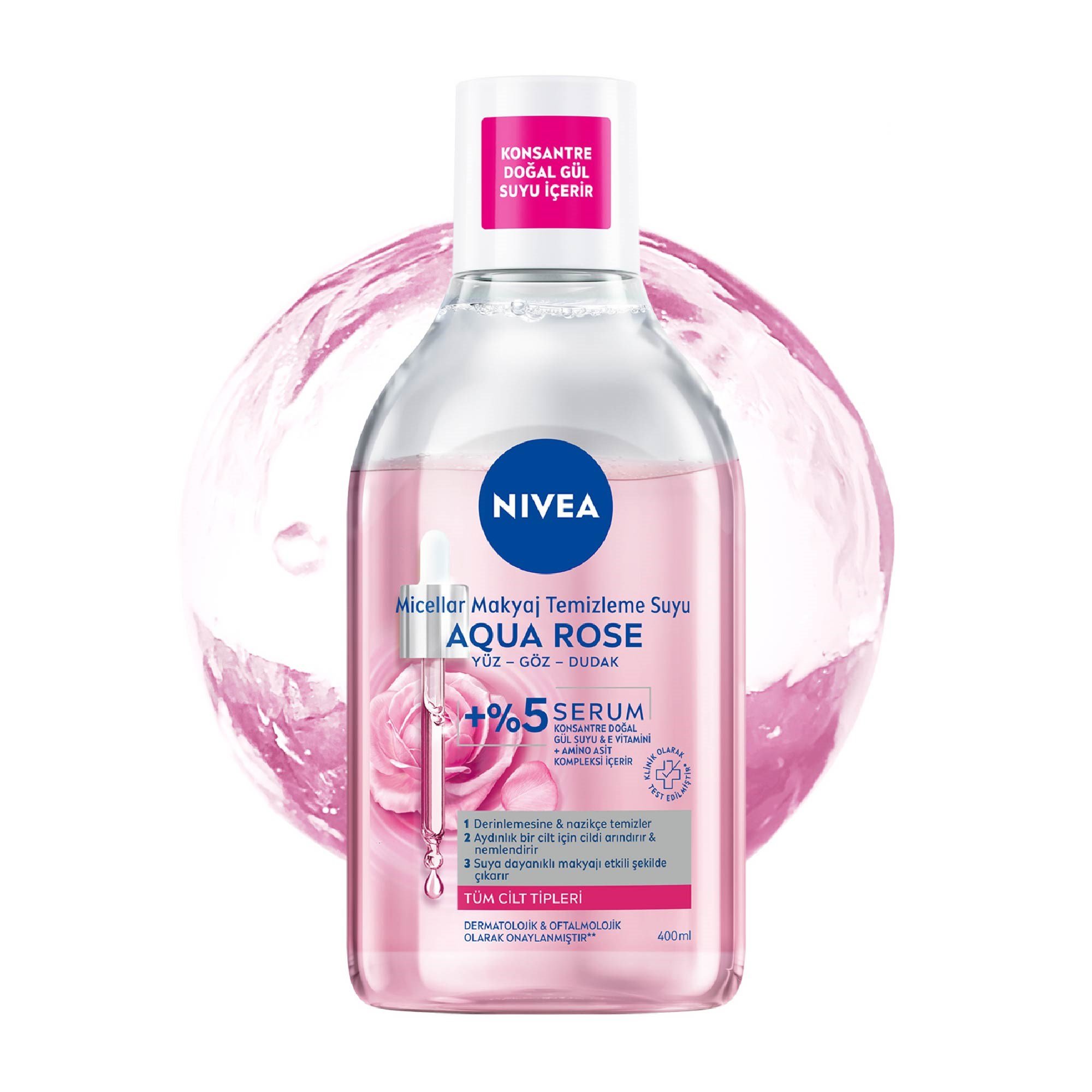 Nivea Aqua Rose Çift Fazlı Yüz Temizleme Suyu 400 Ml